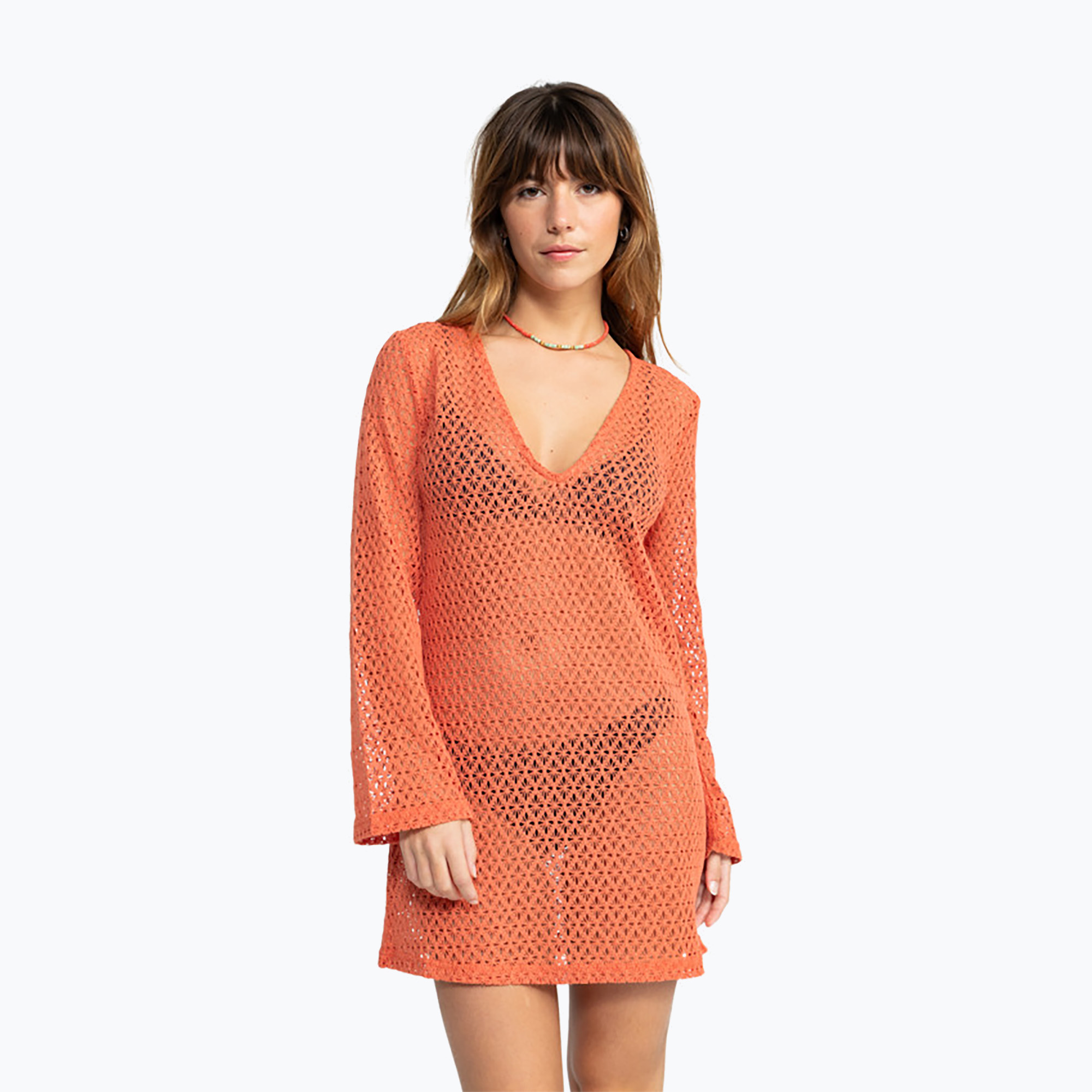 Dámske šaty Roxy Love Coastline Beach V Neck apricot brandy (Love Coastline Beach V Neck ERJX603410)
