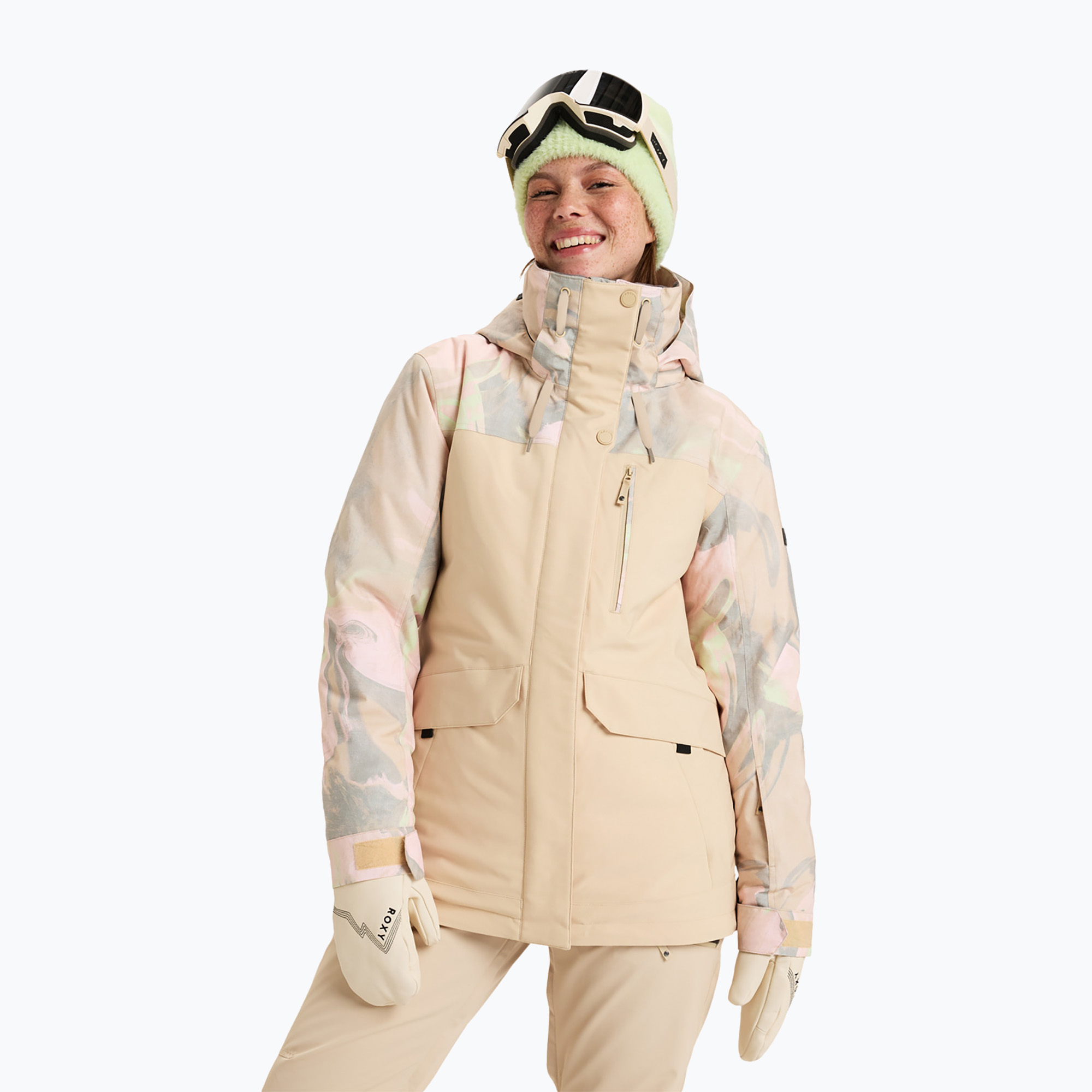 Dámska snowboardová bunda ROXY Dawnrae Parka pebble swirl (Dawnrae Parka ERJTJ03471-TGJ1)