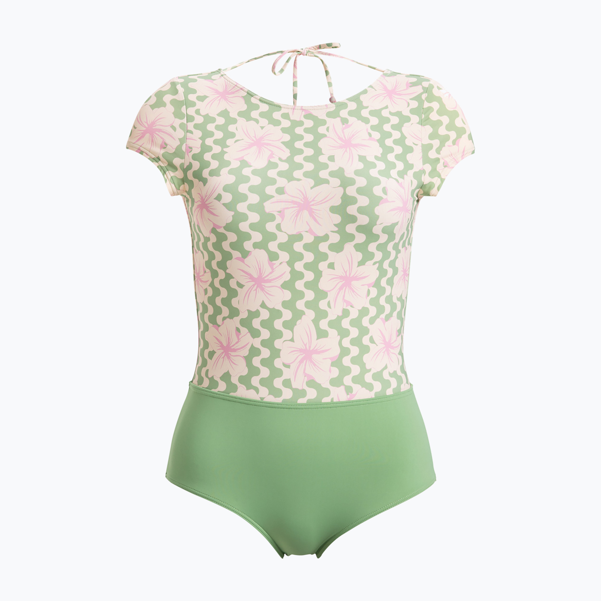 Dámske jednodielne plavky ROXY Hibiscus Daze basil party waves yw