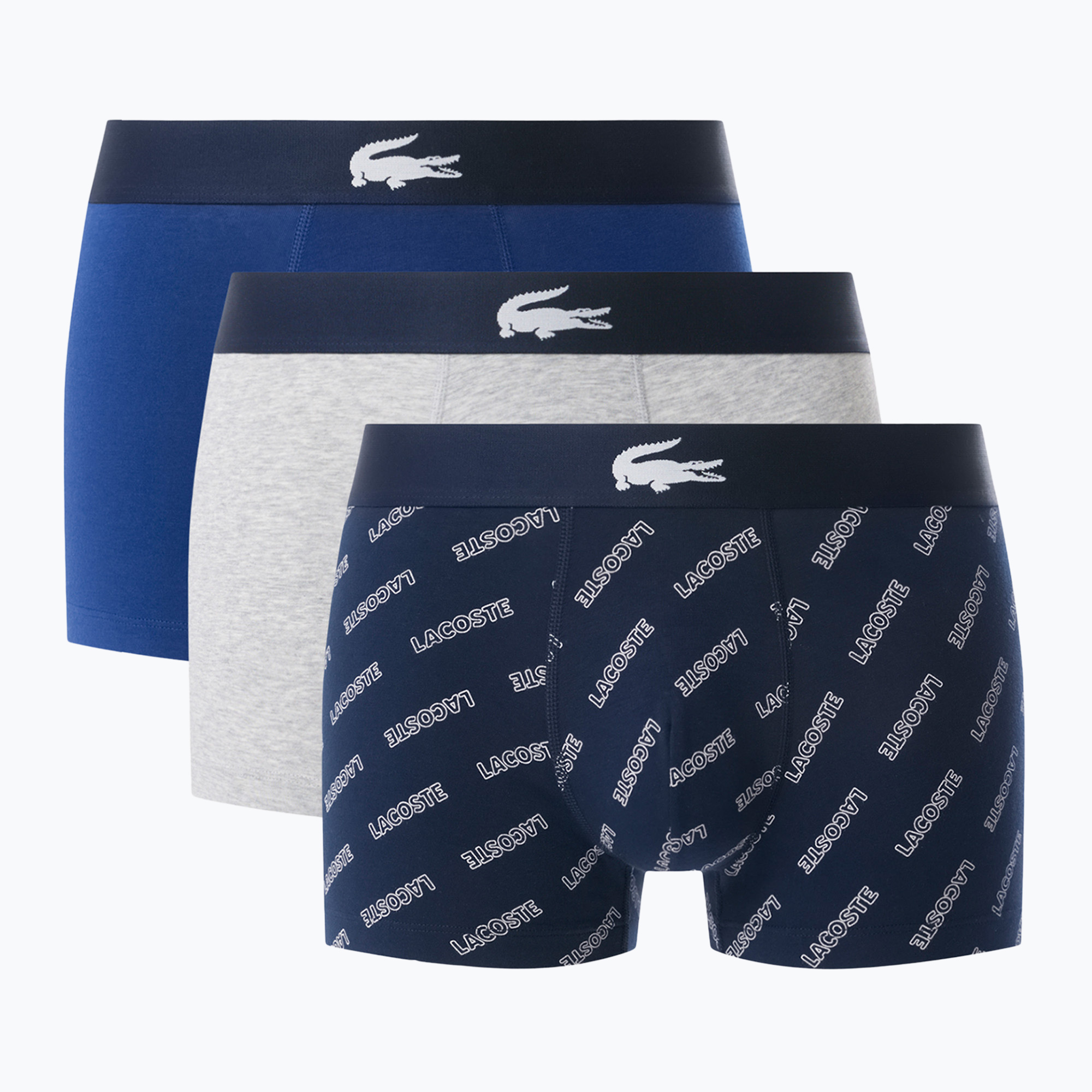Pánske boxerky Lacoste 5H1288 3-pack navy blue/white/silver ch (5H1288)