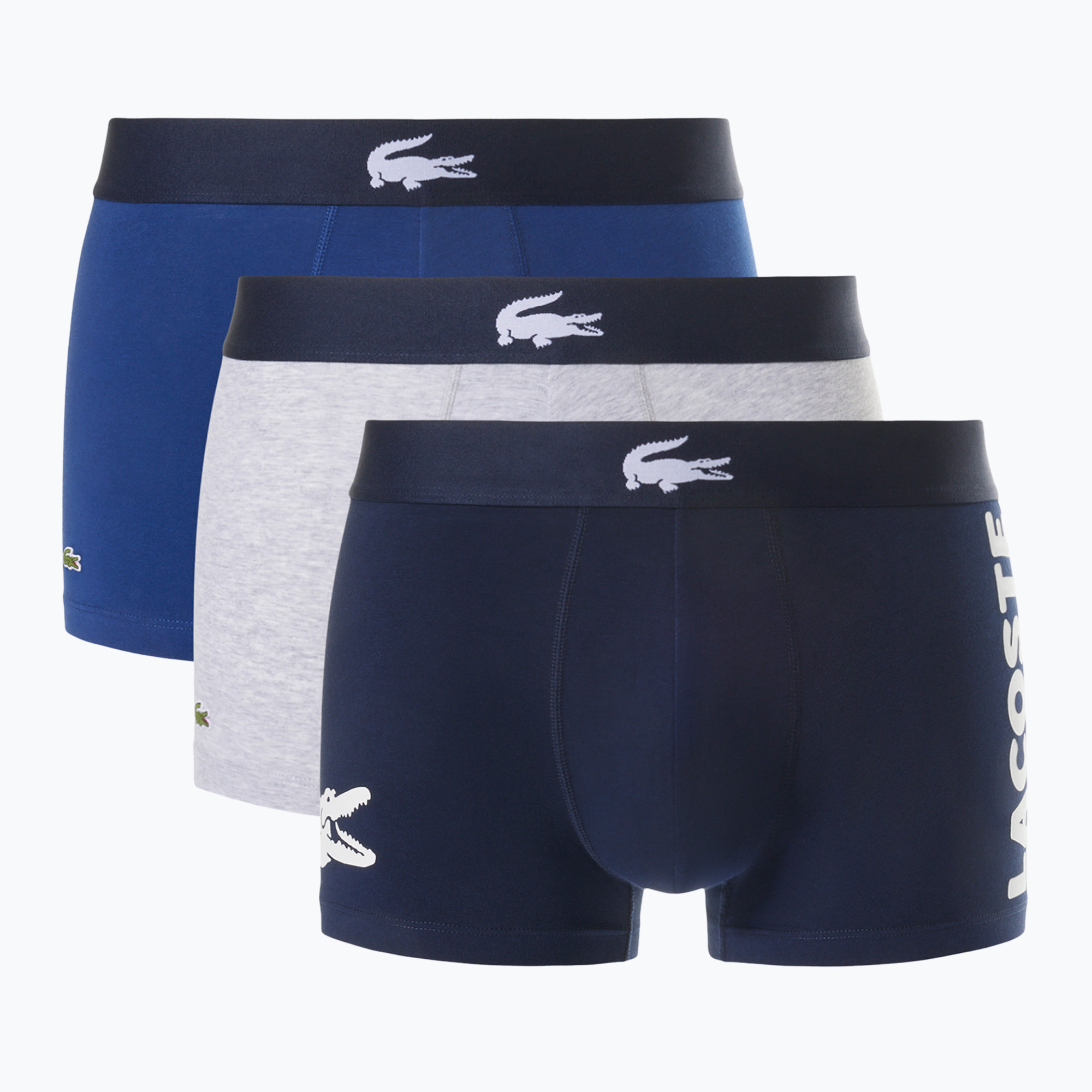 Pánske boxerky Lacoste 5H1291 3-pack navy blue/white/silver ch (5H1291)