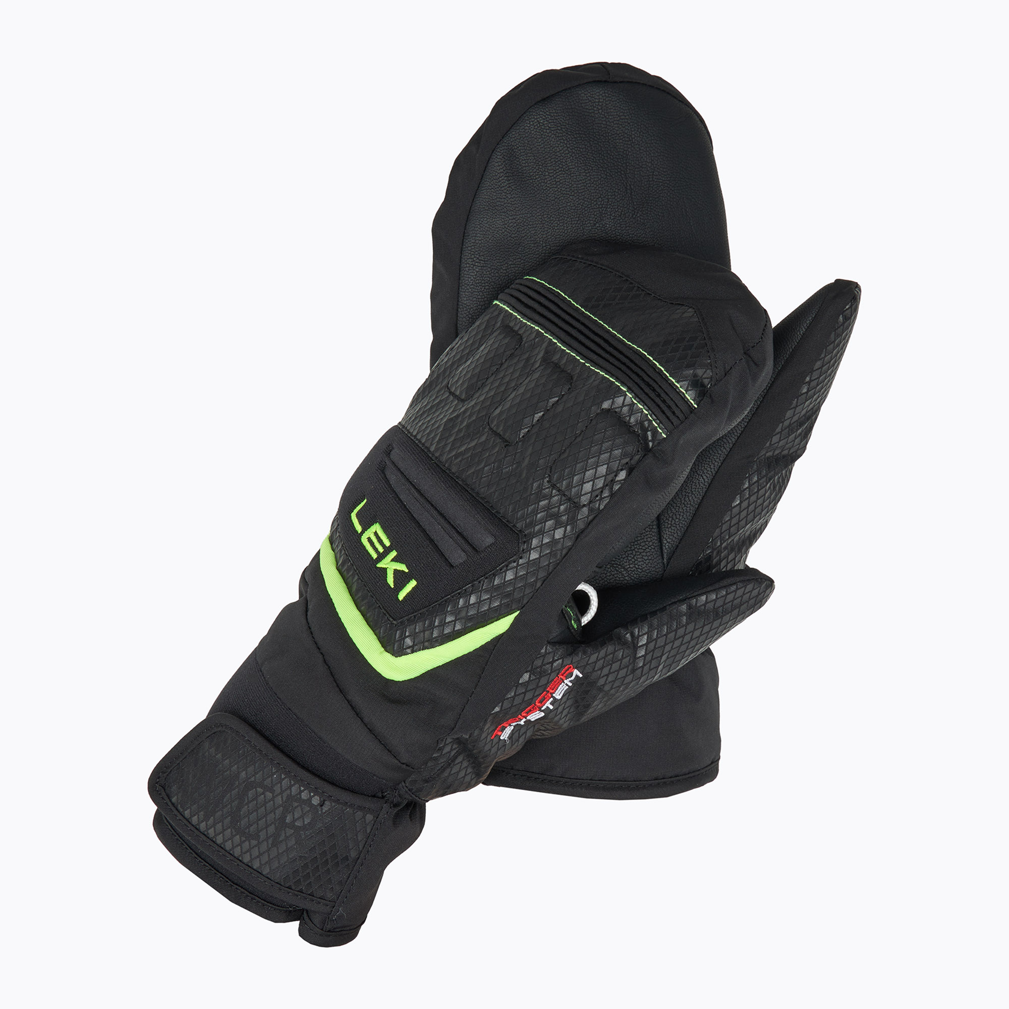 Detské lyžiarske rukavice LEKI WCR Team 3D Junior Mitt black/ ice lemon (WCR Team 3D Junior Mitt 653804801)
