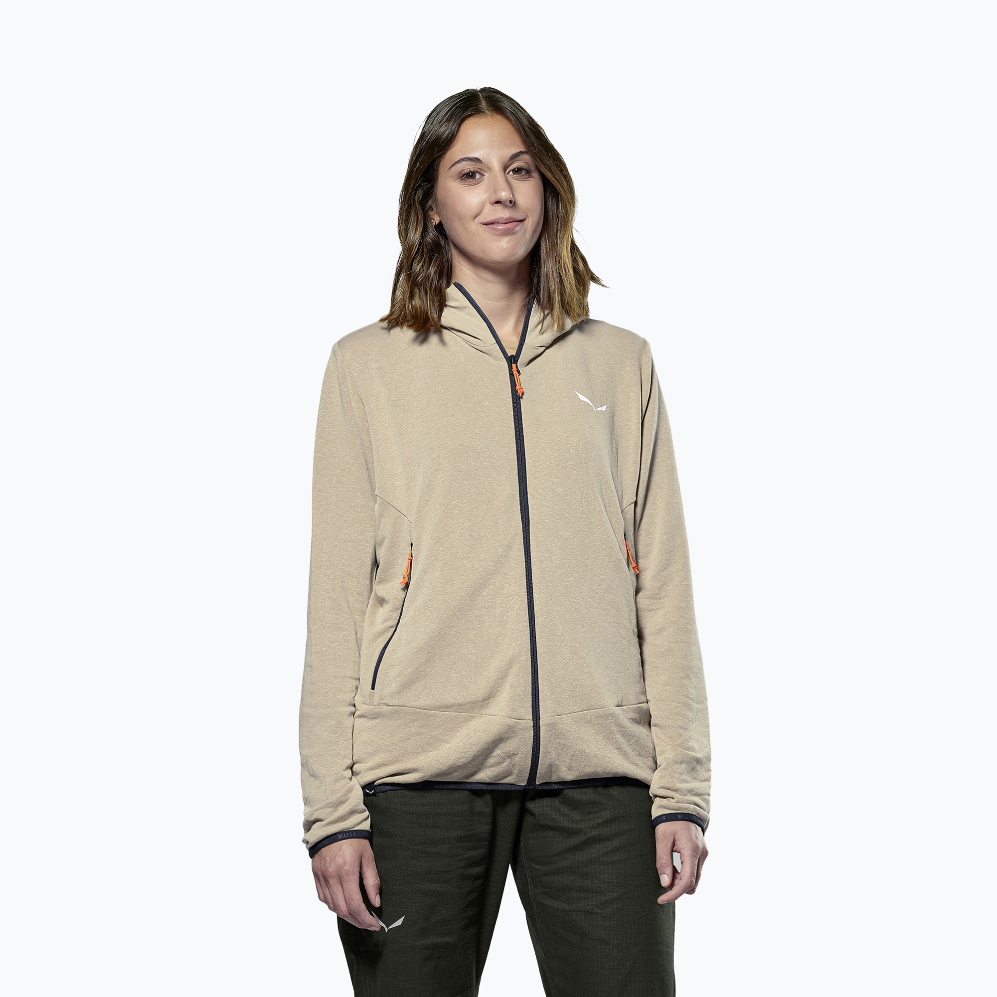 Dámska trekingová mikina Salewa Agner Hemp 2 Hooded quicksand (Agner Hemp 2 Hooded 00-0000029071)