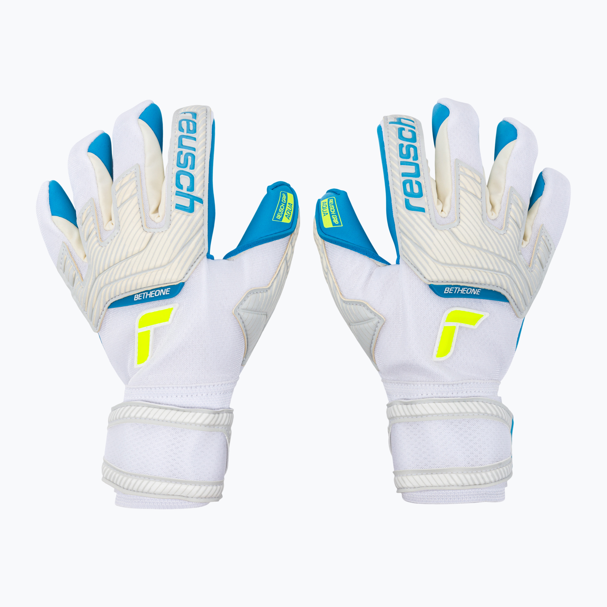 Reusch Attrakt Aqua modro-biele brankárske rukavice 5270439