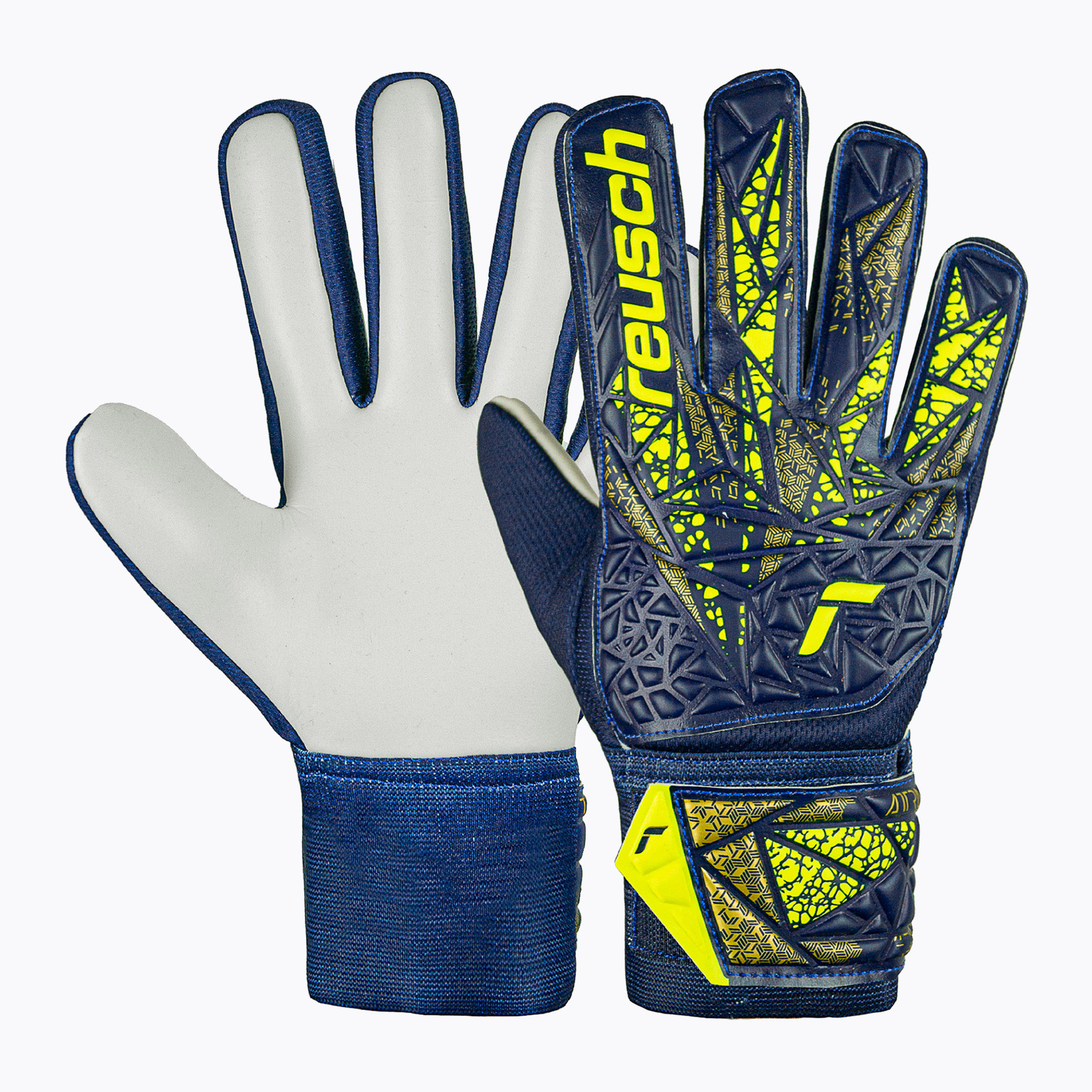 Brankárske rukavice Reusch Attrakt Starter Solid premium blue/sfty yellow (Attrakt Starter Solid 5470514)