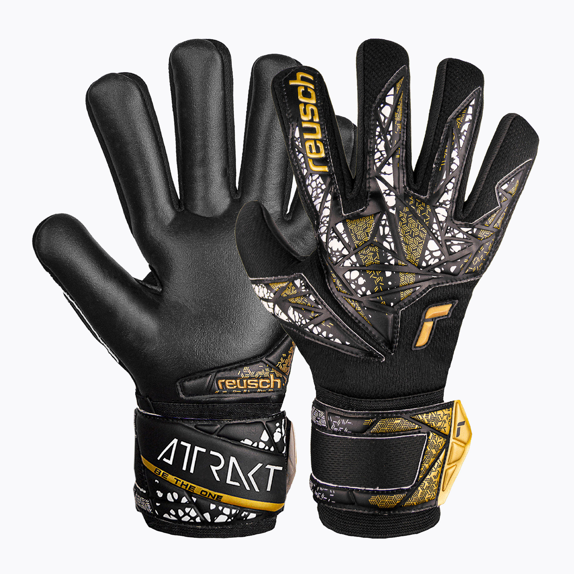 Reusch Attrakt Silver NC Finger Support Junior brankárske rukavice black/gold/white/black (Attrakt Silver NC Finger Support Junior 5472250)