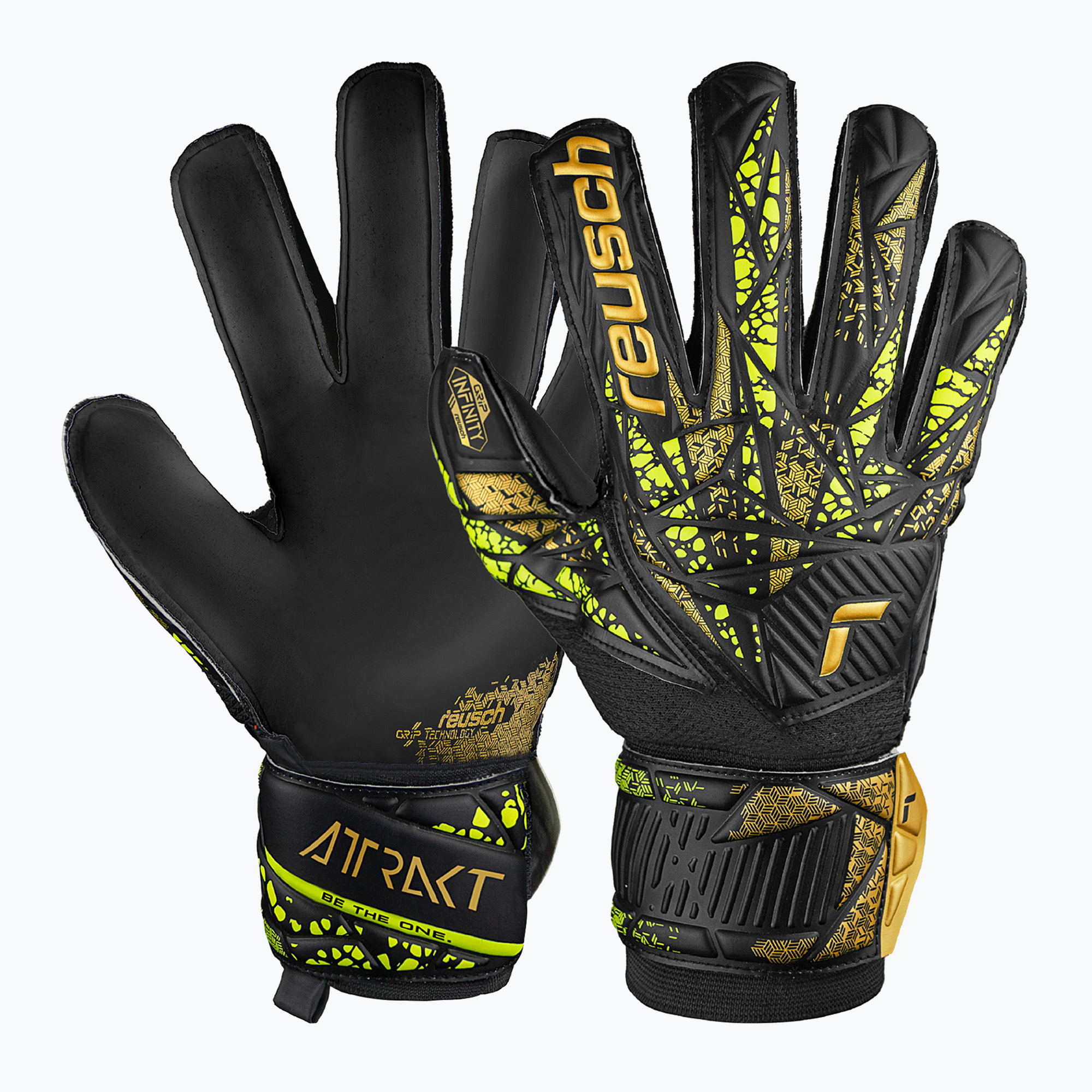Brankárske rukavice Reusch Attrakt Infinity Finger Support black/gold/yellow/black (Attrakt Infinity Finger Support 5470710)