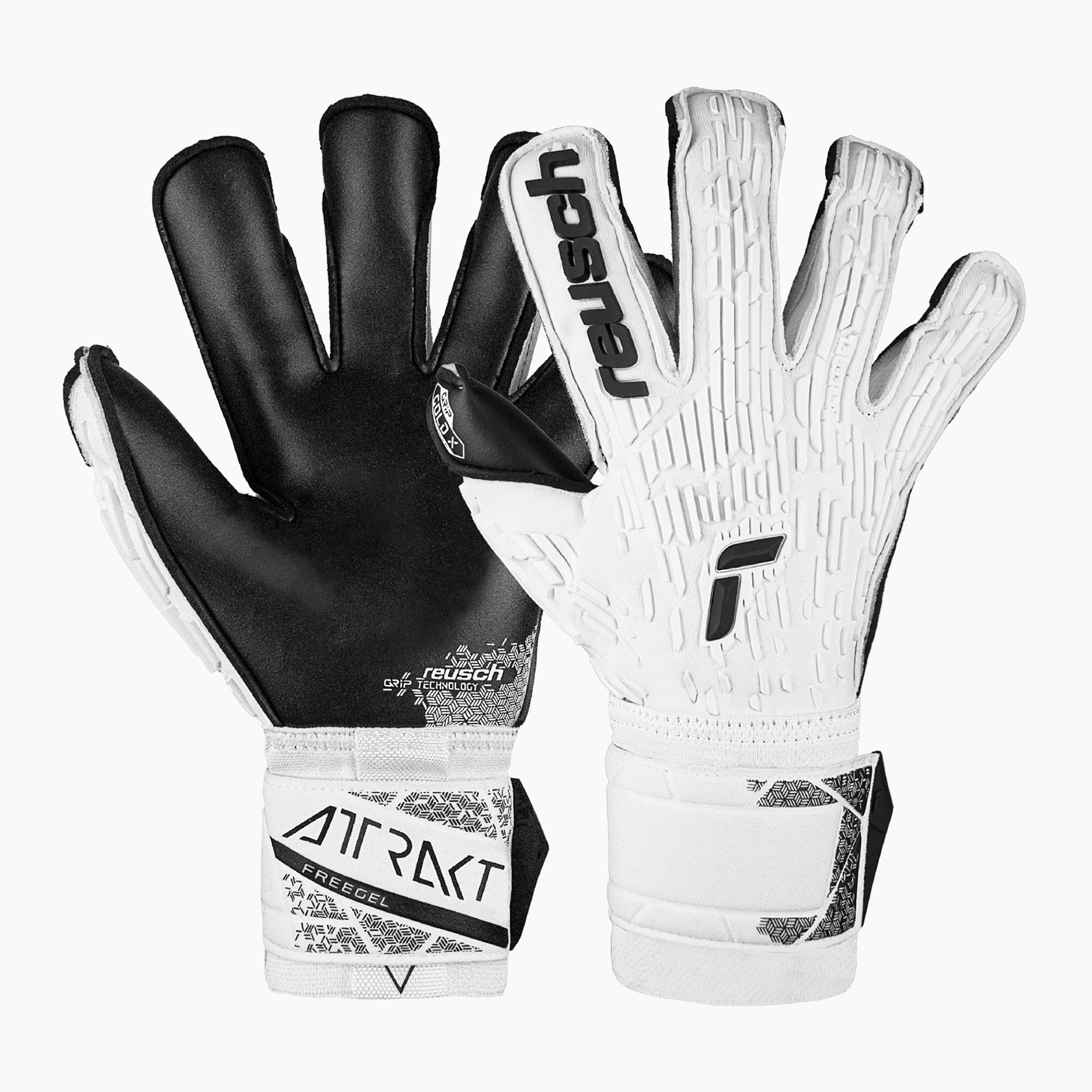 Detské brankárske rukavice Reusch Attrakt Freegel Gold X Evolution white/black (Attrakt Freegel Gold X Evolution 5470065)