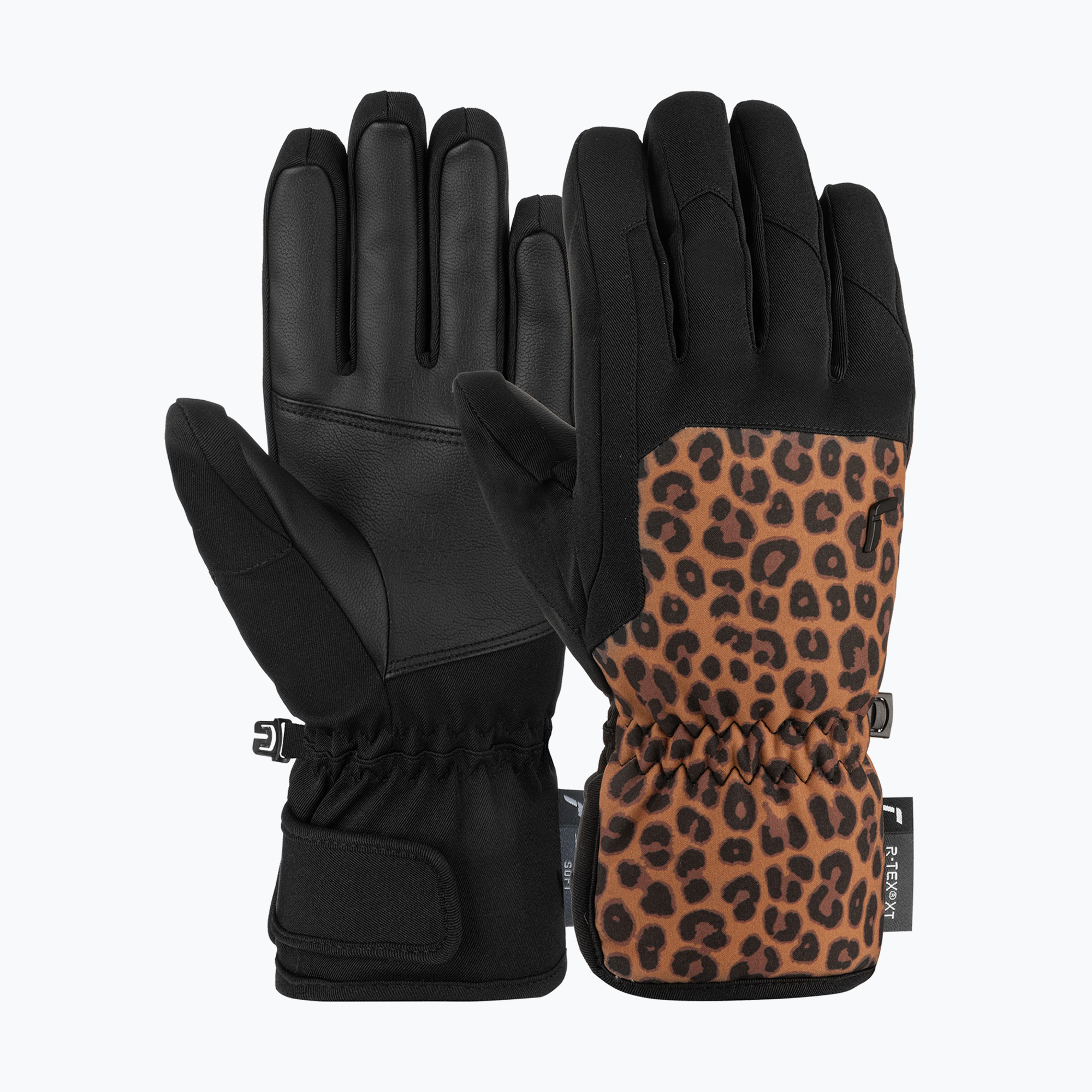 Dámske lyžiarske rukavice Reusch Keira R-Tex XT black/brown leopard (Keira R-Tex XT 6431214-7054)