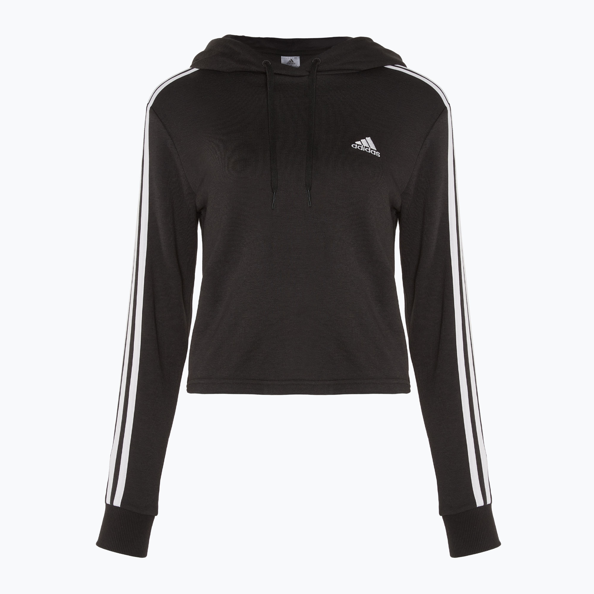 Dámska mikina adidas Essentials 3-Stripes Cropped Loose Fit black/white (Essentials 3-Stripes Cropped Loose Fit GM5582)