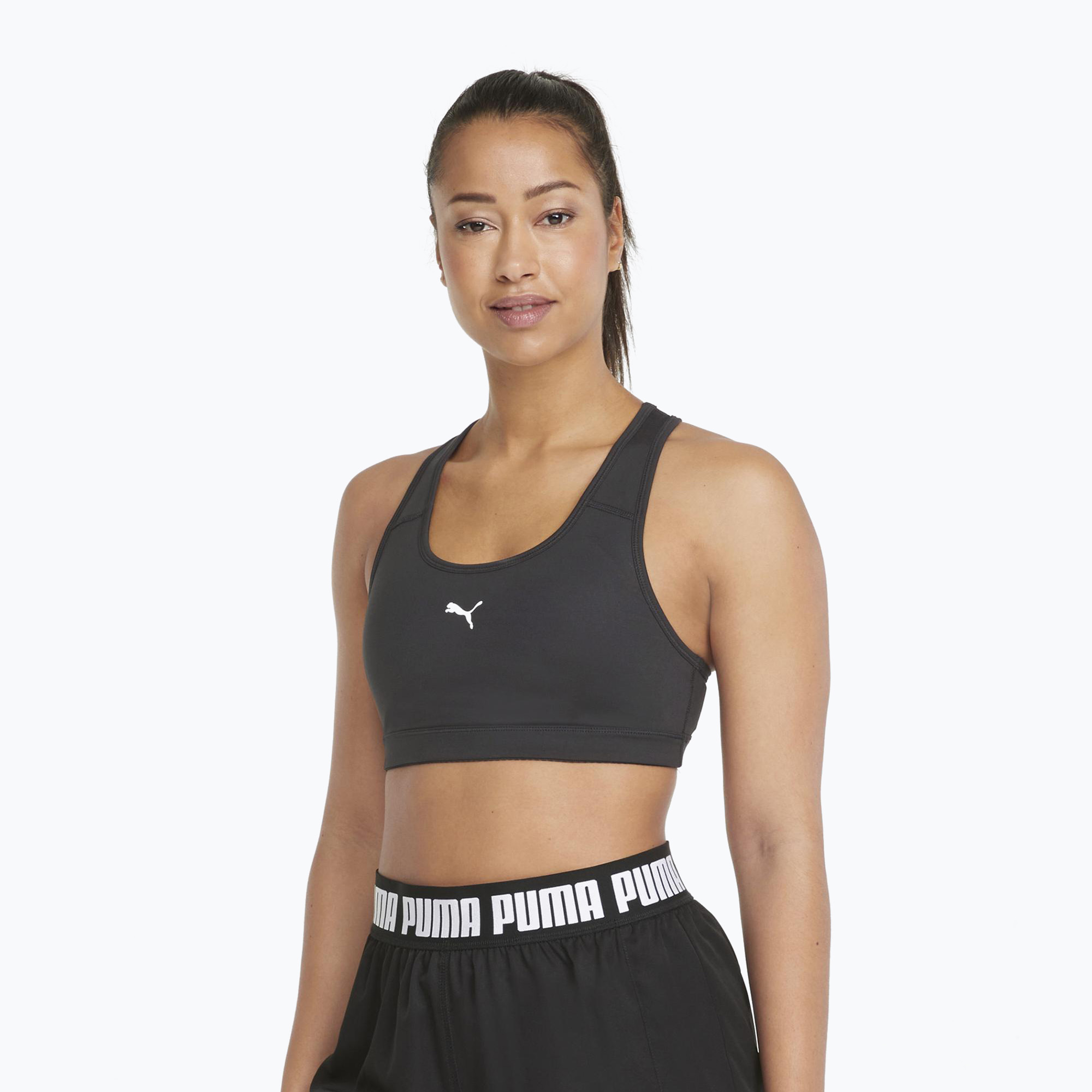 PUMA Mid Impact 4Keeps Graphic PM fitness podprsenka čierna 520306 06 (Mid Impact 4Keeps Graphic PM 520306 06)