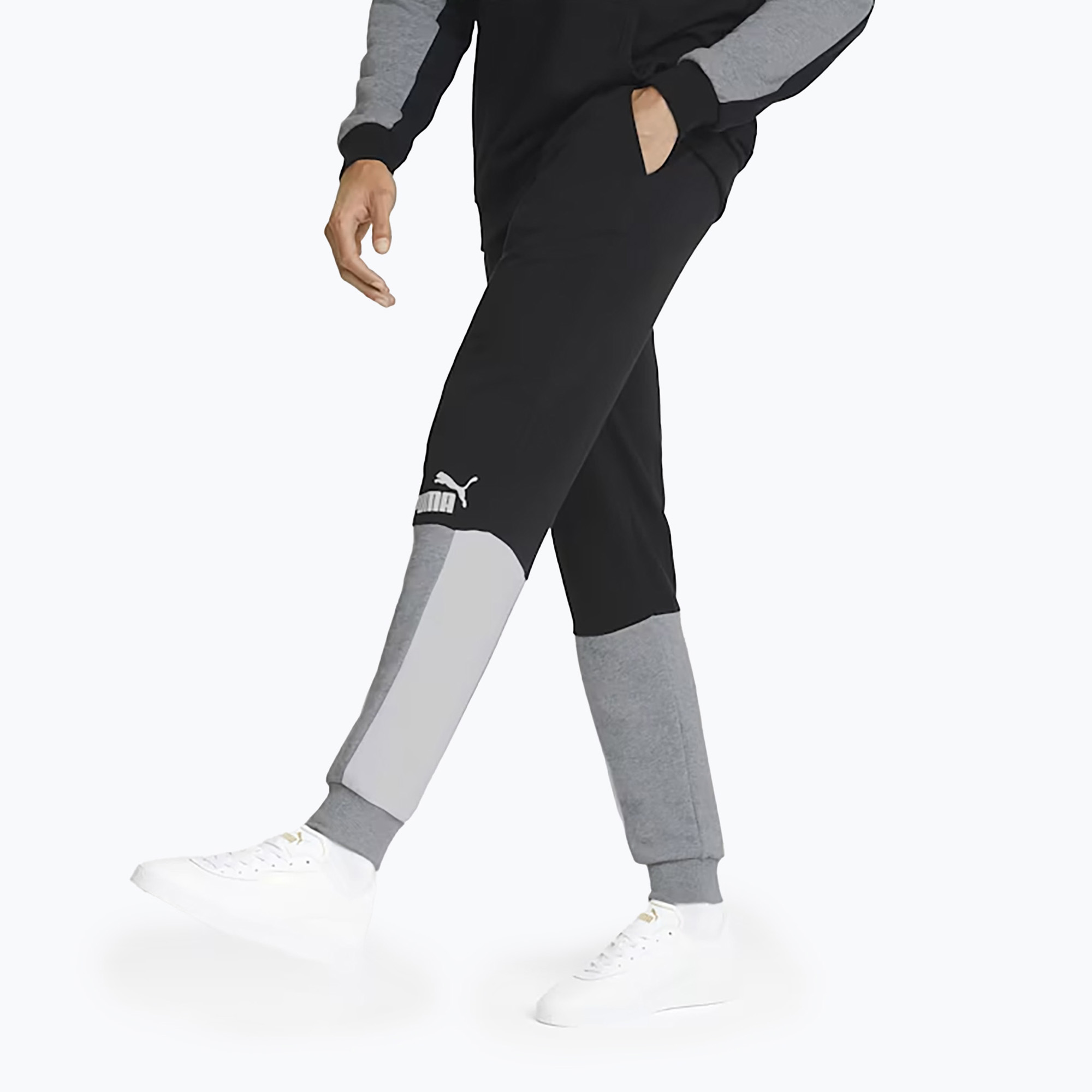 Pánske tepláky PUMA ESS+ Block TR puma black (ESS+ Block Sweatpants TR 848007 01)
