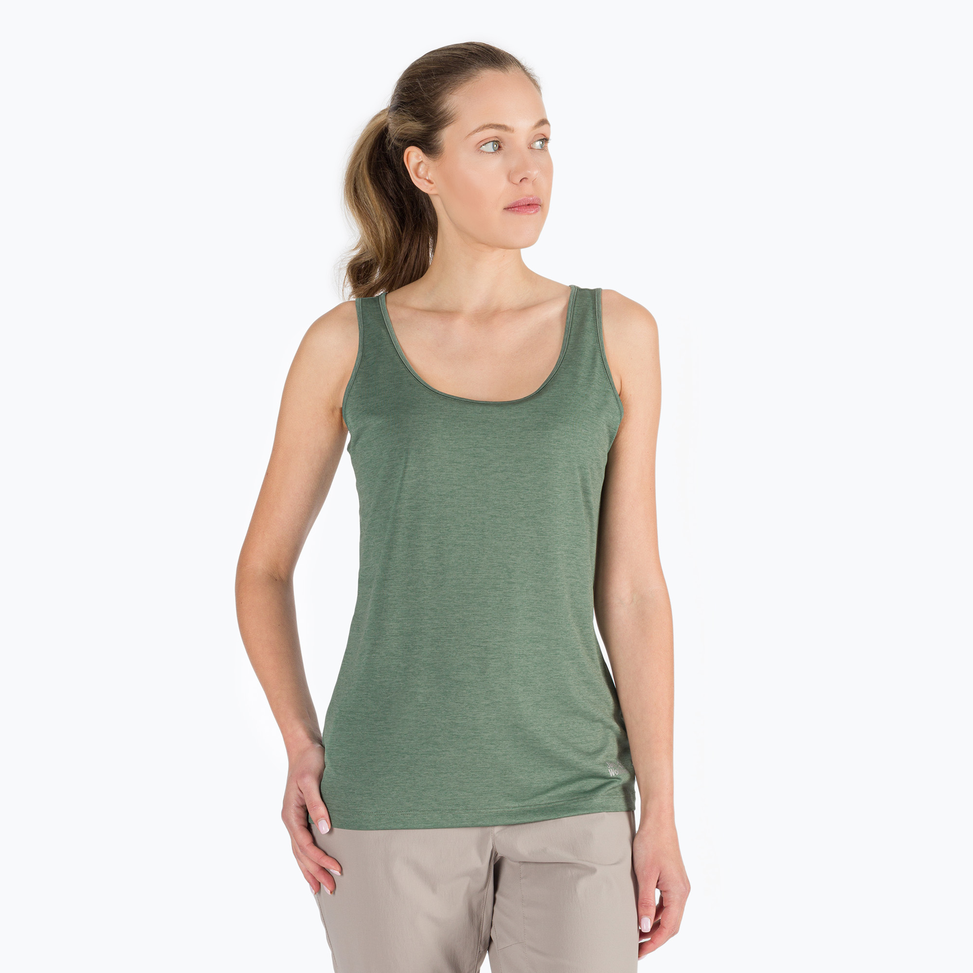 Dámske trekingové tričko Jack Wolfskin Pack & Go Tank green 1807282_4311 (Pack & Go Tank 1807282_4311)