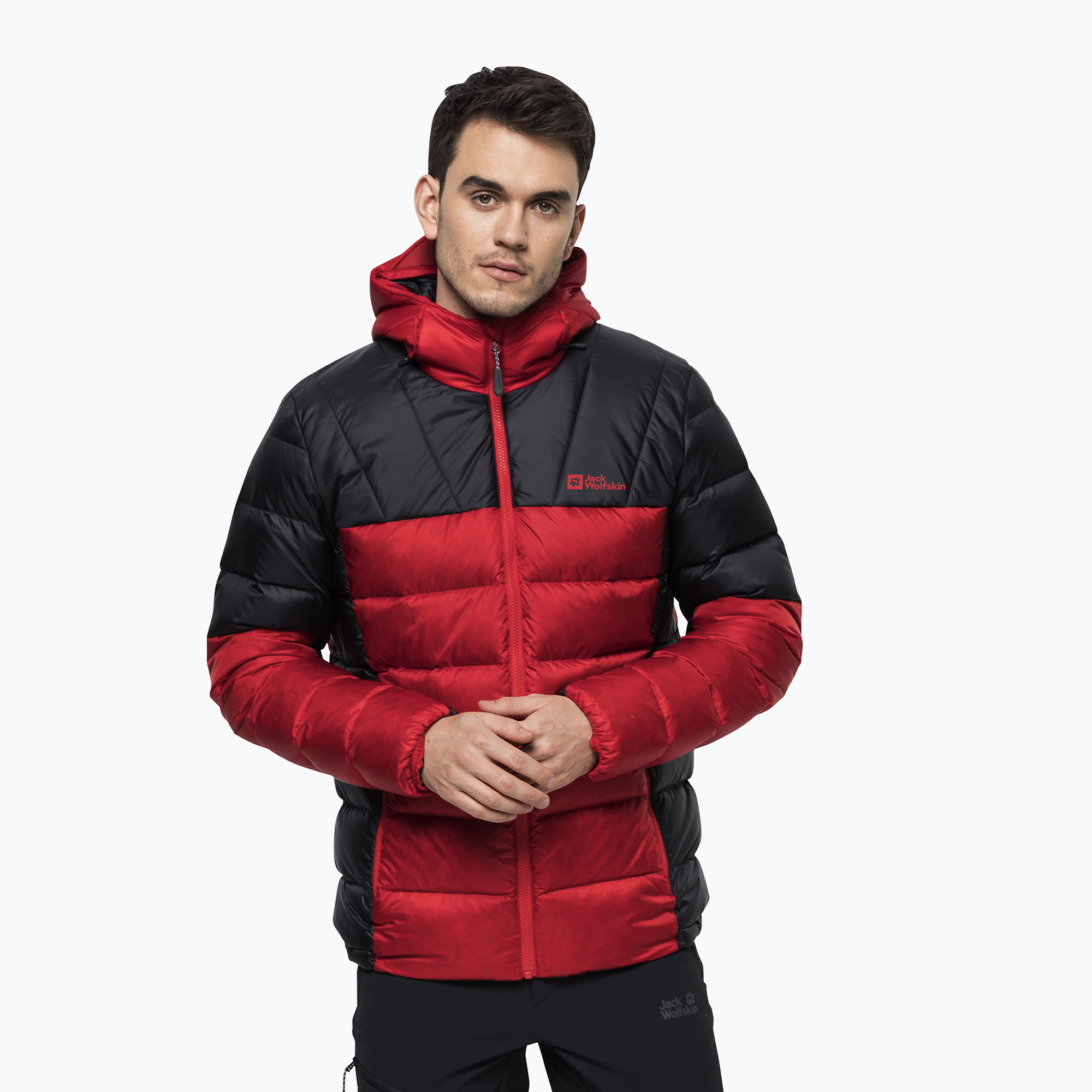 Jack Wolfskin pánska páperová bunda Nebelhorn Down Hoody červená 1207141_2206 (Nebelhorn Down Hoody 1207141_2206)