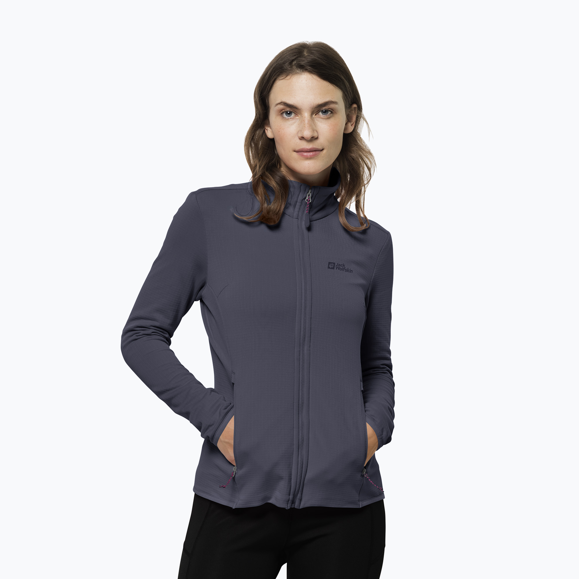 Dámska trekingová bunda Jack Wolfskin Peak Grid Fleece šedá 1710351 (Peak Grid Fleece 1710351)