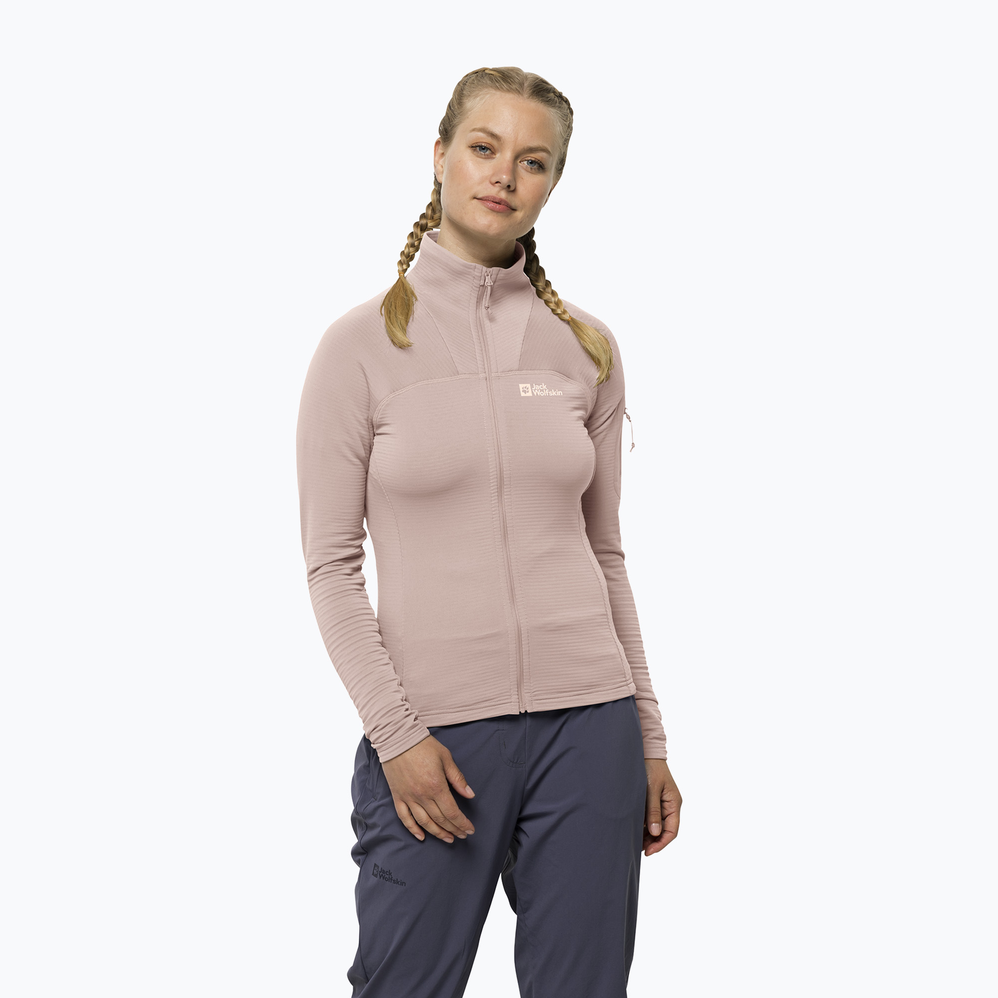 Dámska trekingová mikina Jack Wolfskin Prelight FZ pink 1710981