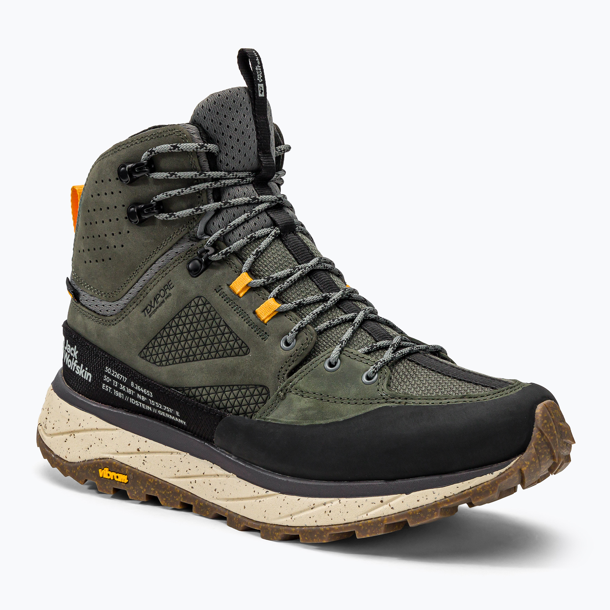 Jack Wolfskin pánske trekové topánky Terraquest Texapore Mid green 4056381_4143_075 (Terraquest Texapore Mid 4056381_4143_075)