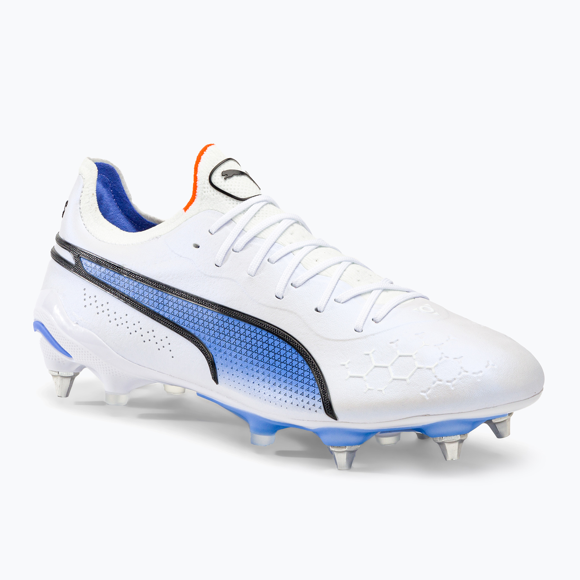 PUMA King Ultimate MXSG pánske kopačky puma white/puma black/blue glimmer/ultra orange (King Ultimate MxSg 107098 01)