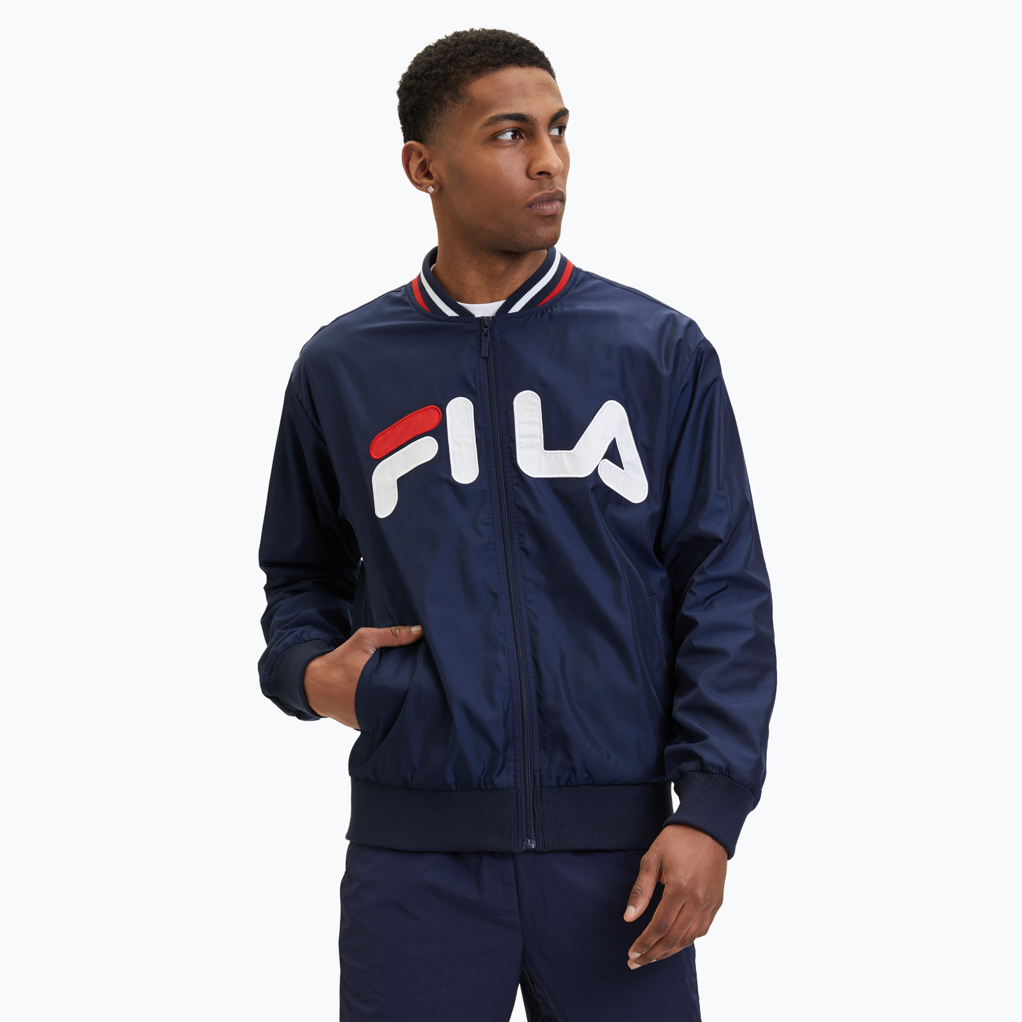 Pánska bunda FILA Logrono Logo Bomber black iris (Logrono Logo Bomber FAM0679)