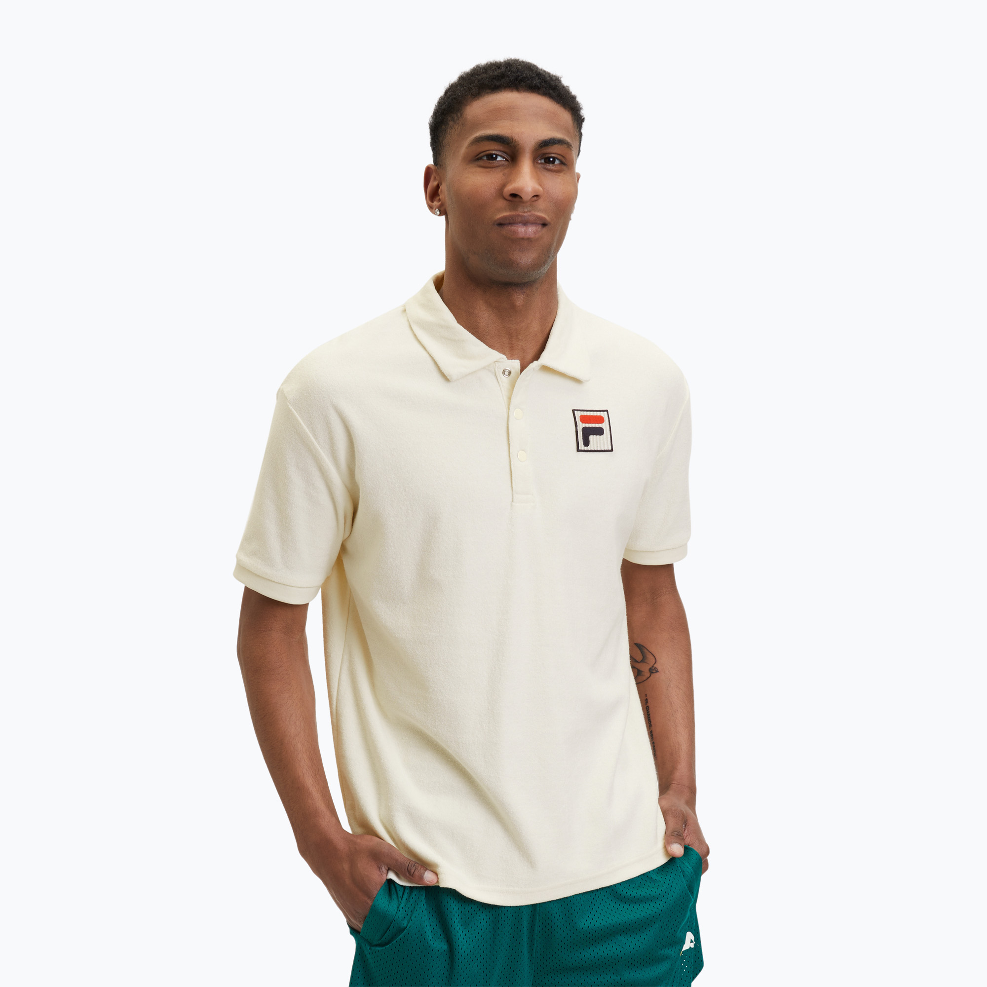 Pánske polo tričko FILA Liverpool Towelling antique white (Liverpool Towelling FAM0650)