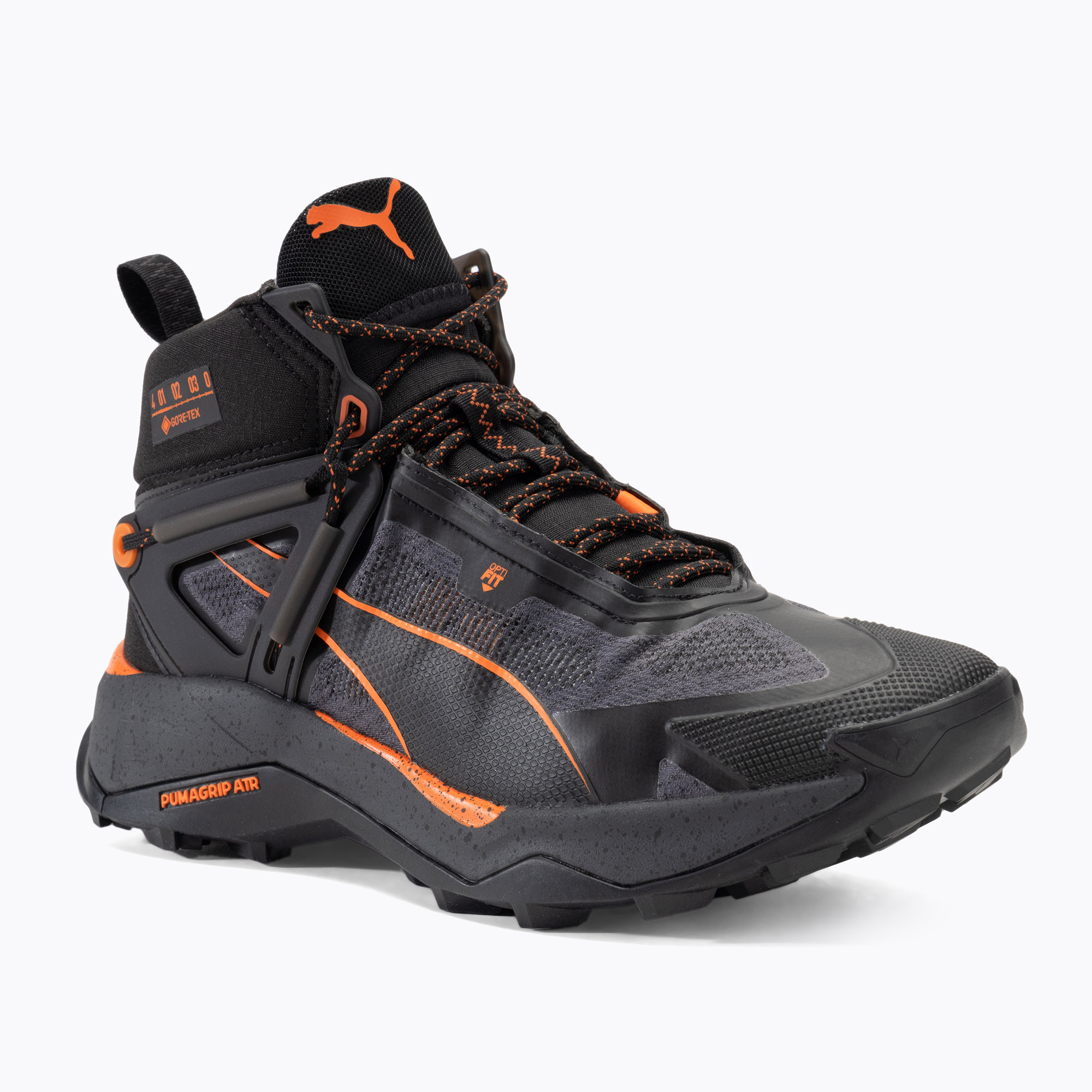 Pánske turistické topánky PUMA Explore Nitro Mid Gore-Tex puma black/gray skies/flame flicker (Explore Nitro Mid Gore-Tex 377860 05)