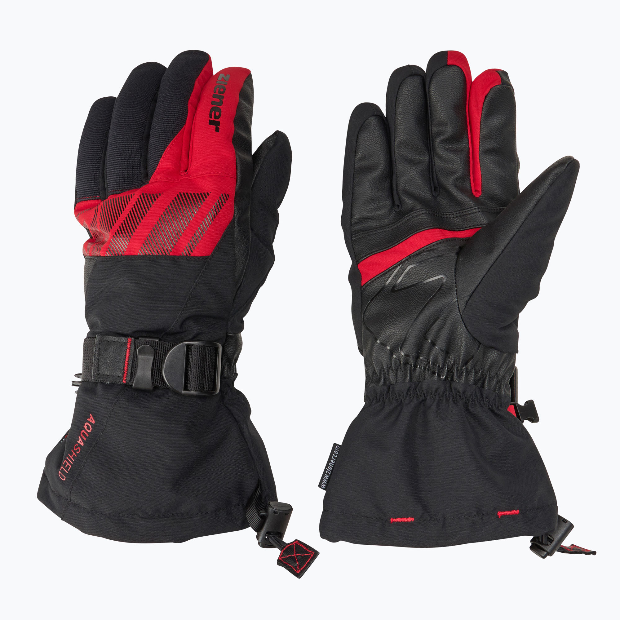 Pánske lyžiarske rukavice ZIENER Ghalion Aquashield black/red salsa (Ghalion Aquashield 801220.12458)