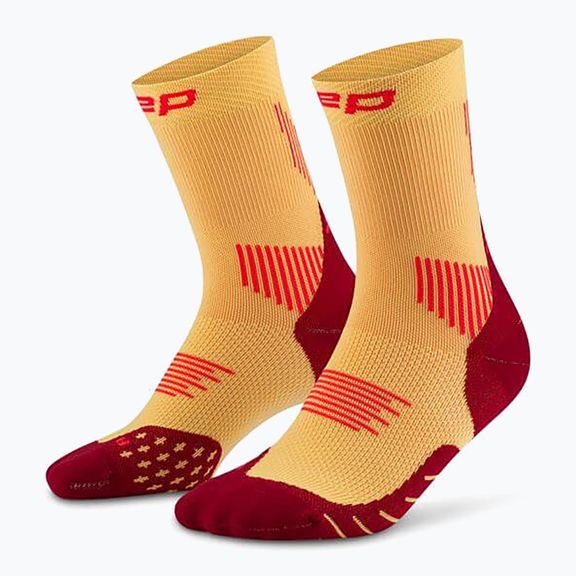 Dámske kompresné ponožky CEP Run Mid Cut 5.0 marigold/burgundy (Run Mid Cut 5.0 WP7CMR3)