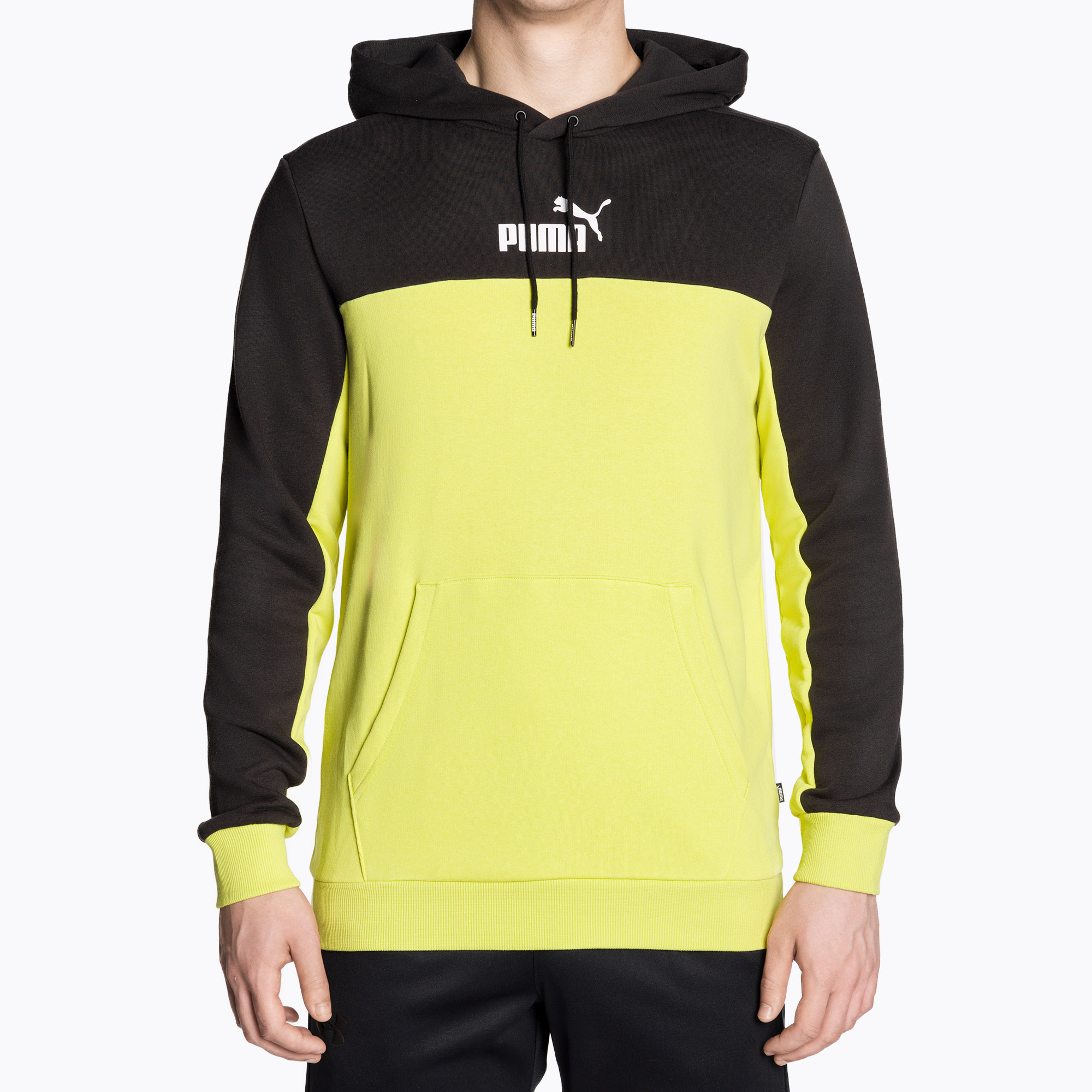 Pánska mikina PUMA ESS+ Block Hoodie TR puma black/lime sheen (ESS+ Block Hoodie TR 847428 38)