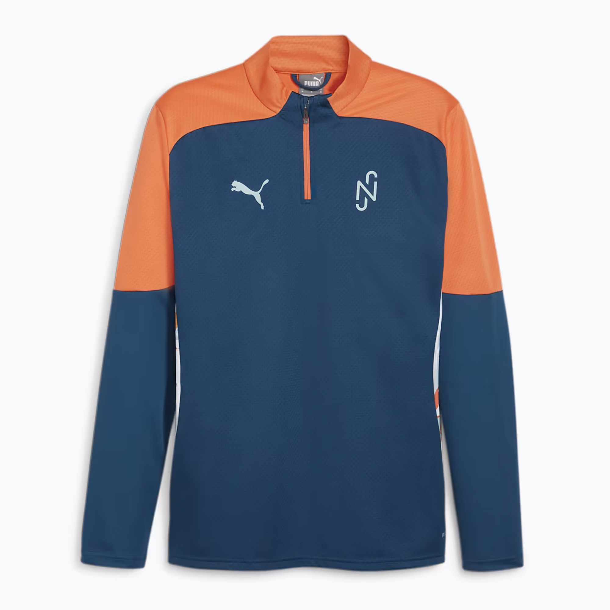 Pánska futbalová mikina PUMA Neymar Jr Creativity 1/4 Zip Top ocean tropic/hot heat (Neymar Jr Creativity 1/4 Zip Top 658950 13)