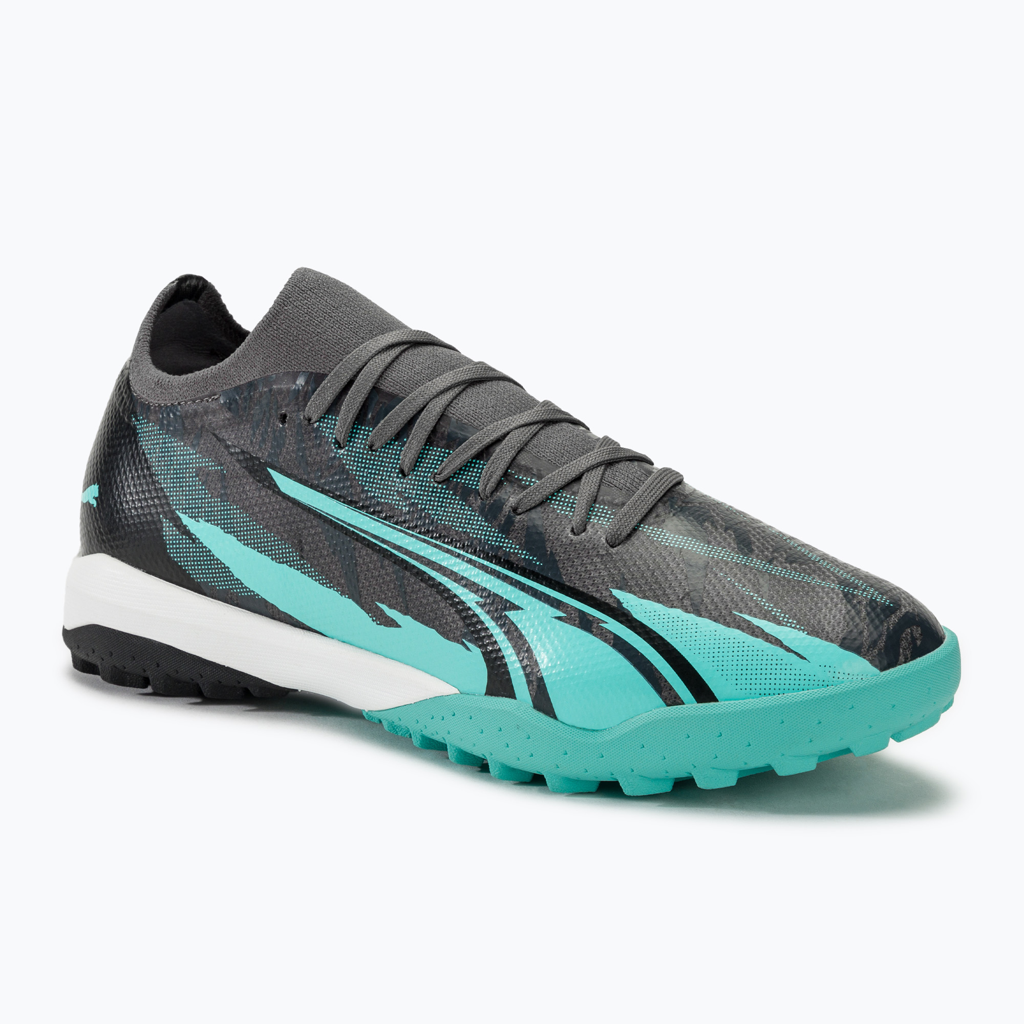 Futbalová obuv PUMA Ultra Match Rush TT strong gray/puma white/elektro aqua (Ultra Match Rush TT 107831)