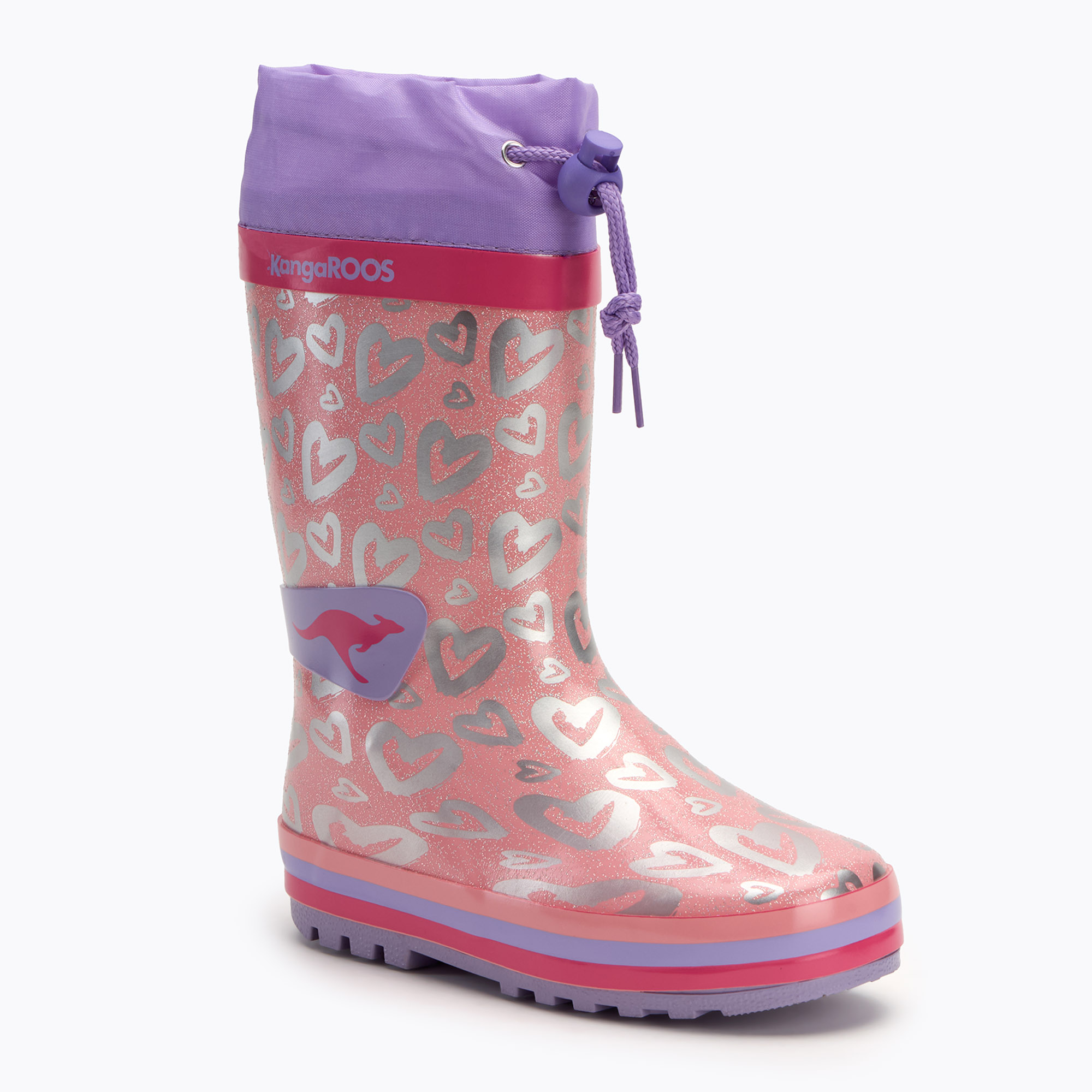 Detské gumáky KangaROOS K-Rain levanduľové / kovové srdce (K-Rain 18244-000-6481)