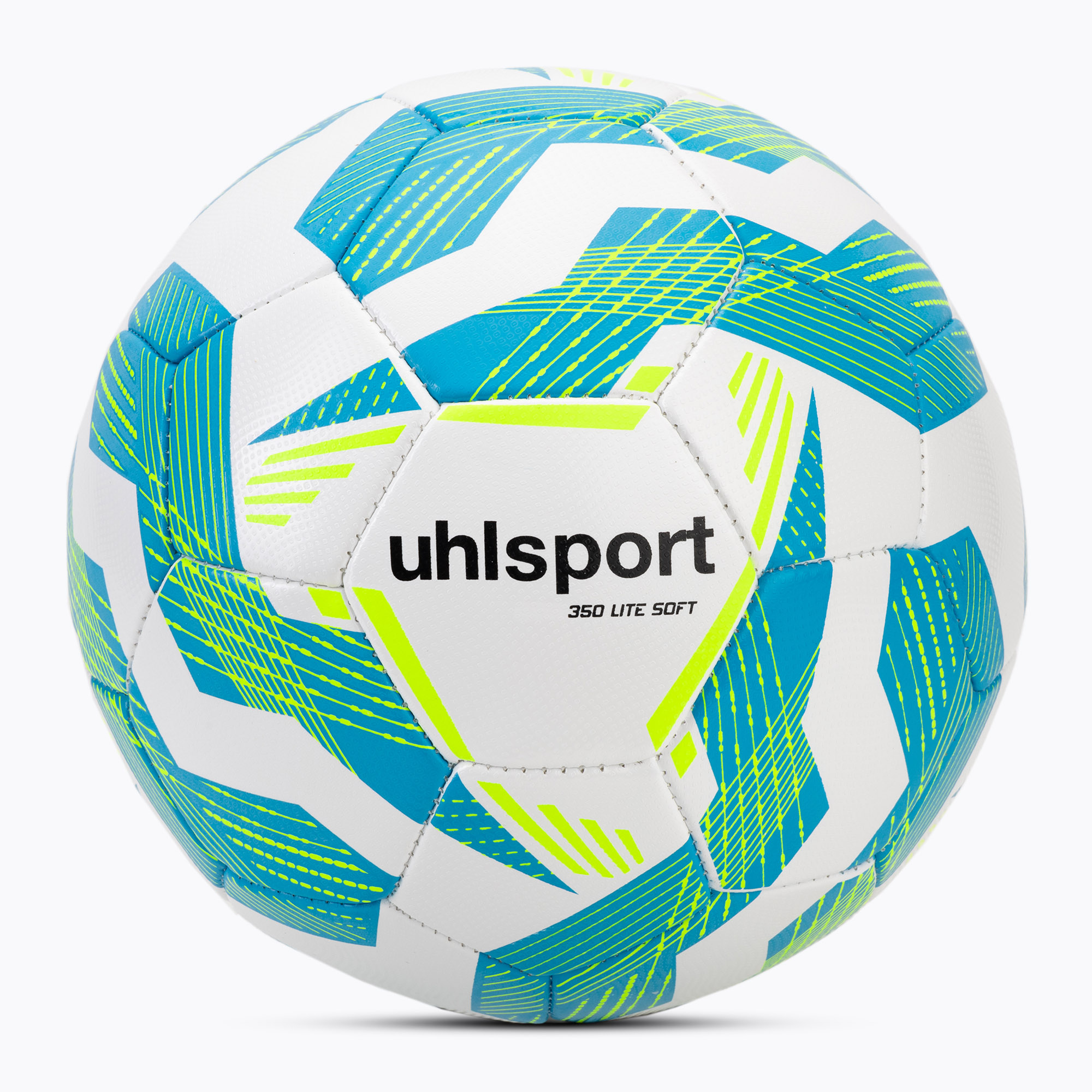 Futbalová lopta uhlsport Lite Soft 350 white/light blue/fluo yellow veľkosť 4 (Lite Soft 350 100177201)