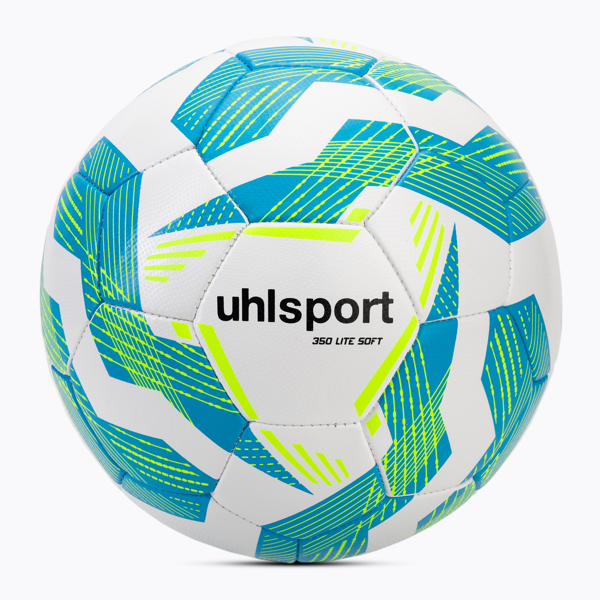 Futbalová lopta uhlsport Lite Soft 350 white/light blue/fluo yellow veľkosť 5 (Lite Soft 350 100177201)