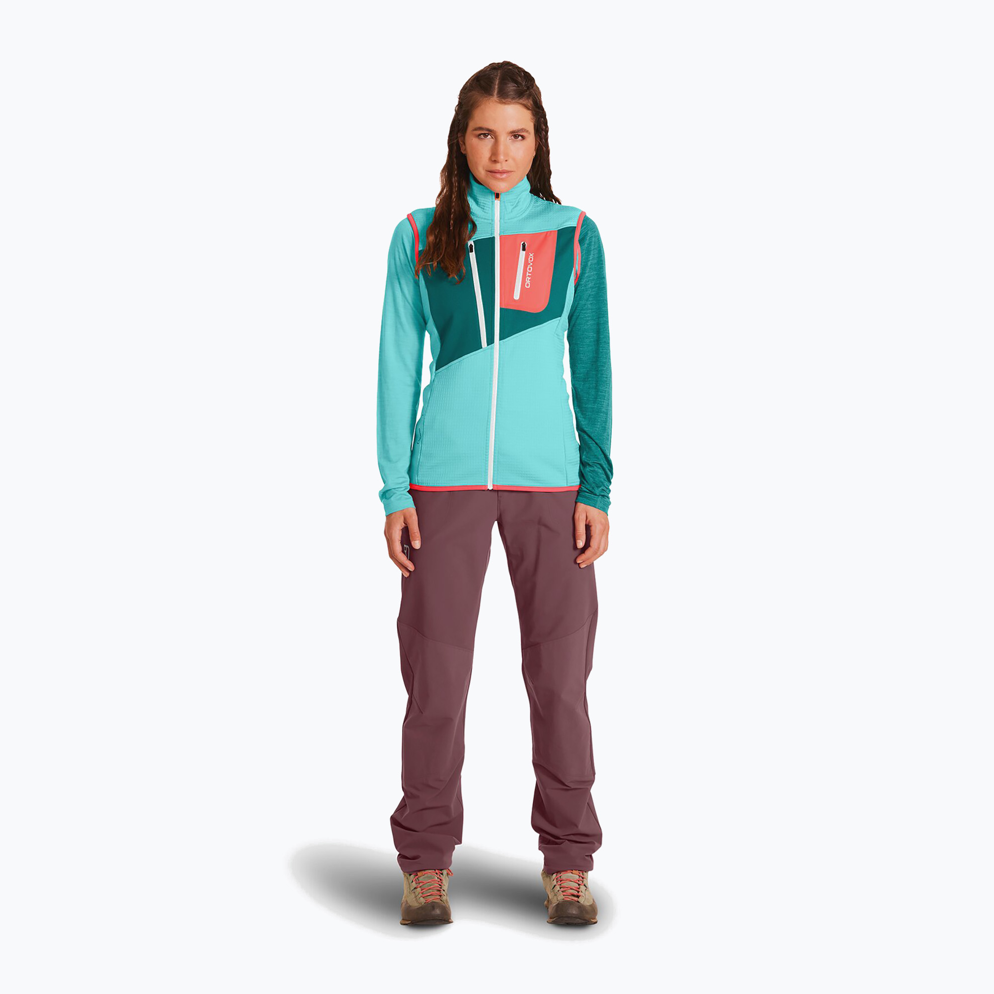 Dámska vesta ORTOVOX Fleece Grid Ice Waterfall (Fleece Grid Vest 8720300018)