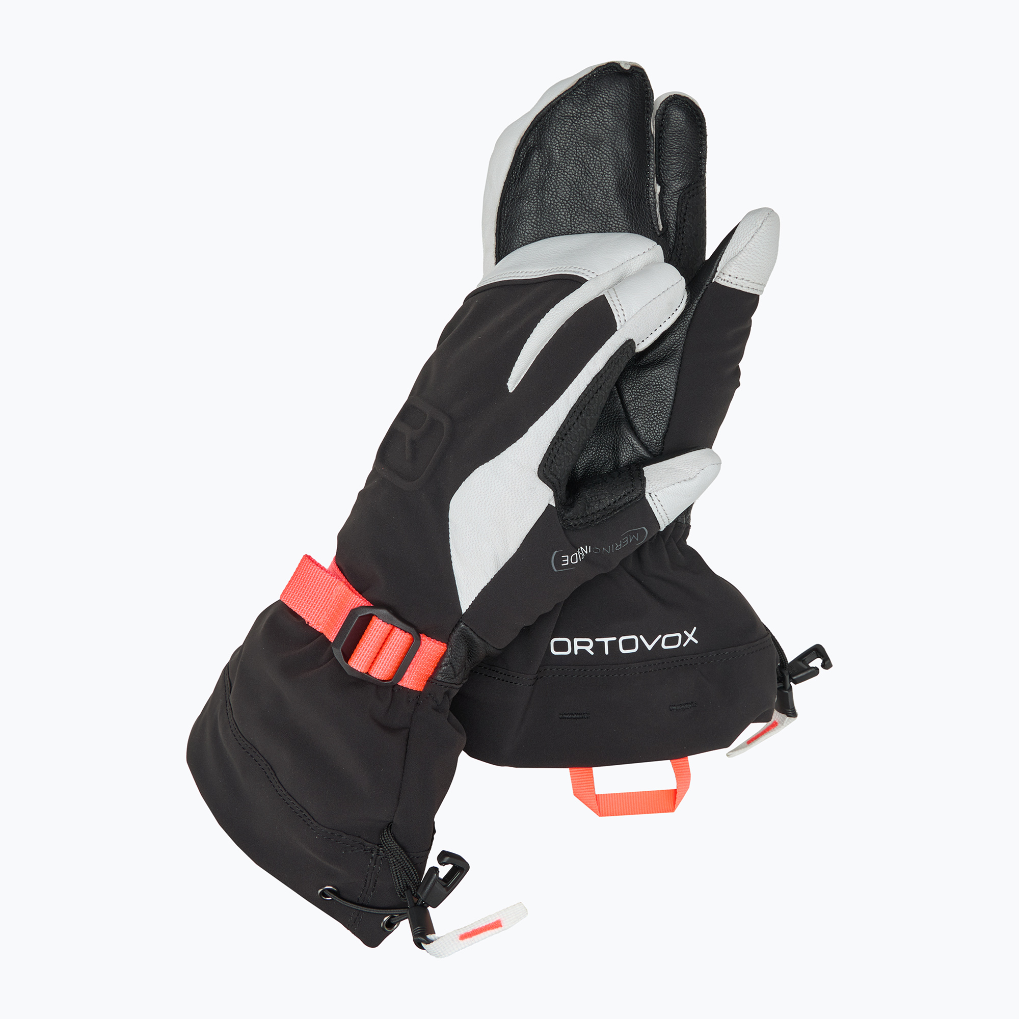 Dámske lyžiarske rukavice ORTOVOX Merino Freeride 3 Finger black raven