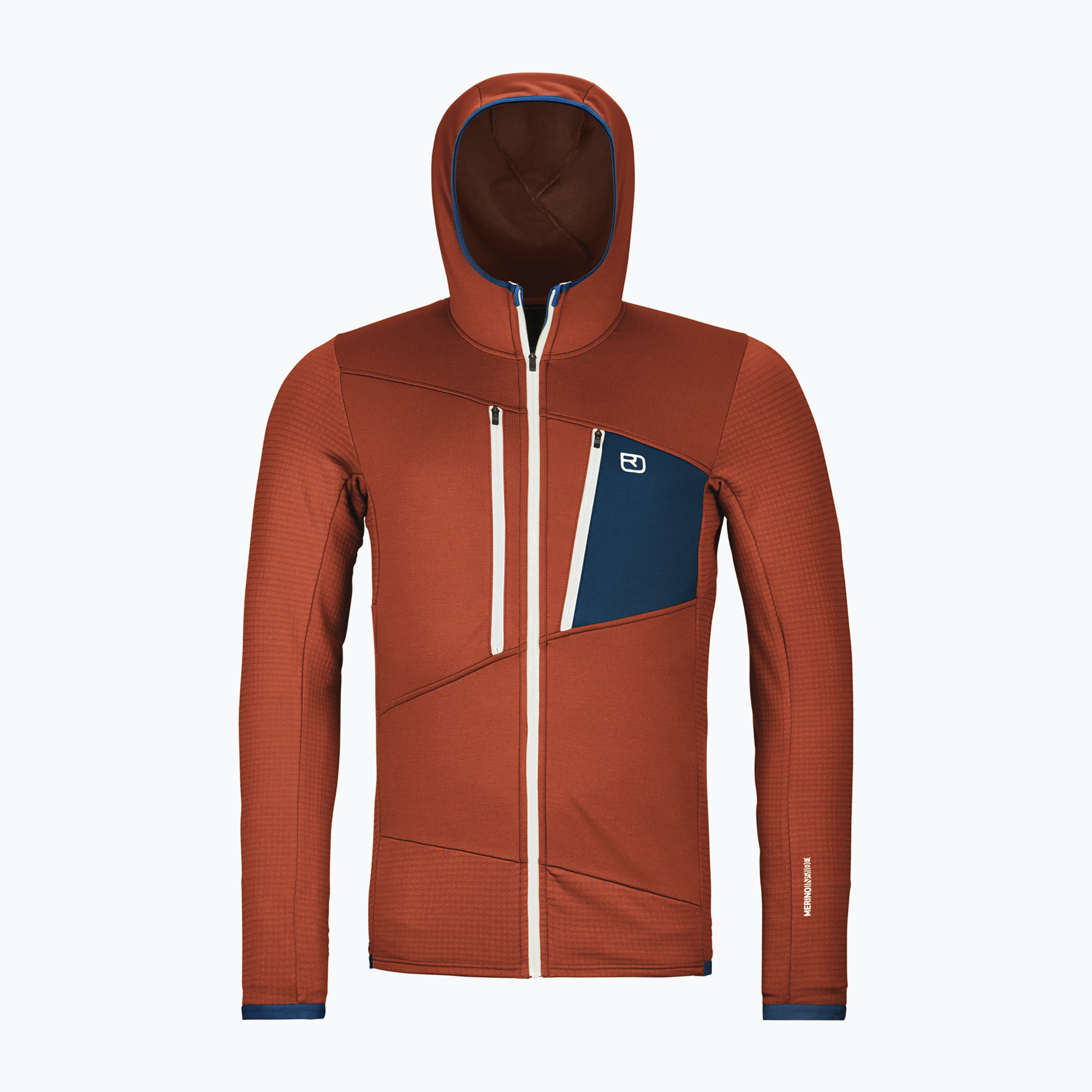 Pánska mikina ORTOVOX Fleece Grid Hoody clay orange (Fleece Grid Hoody 8721400003)