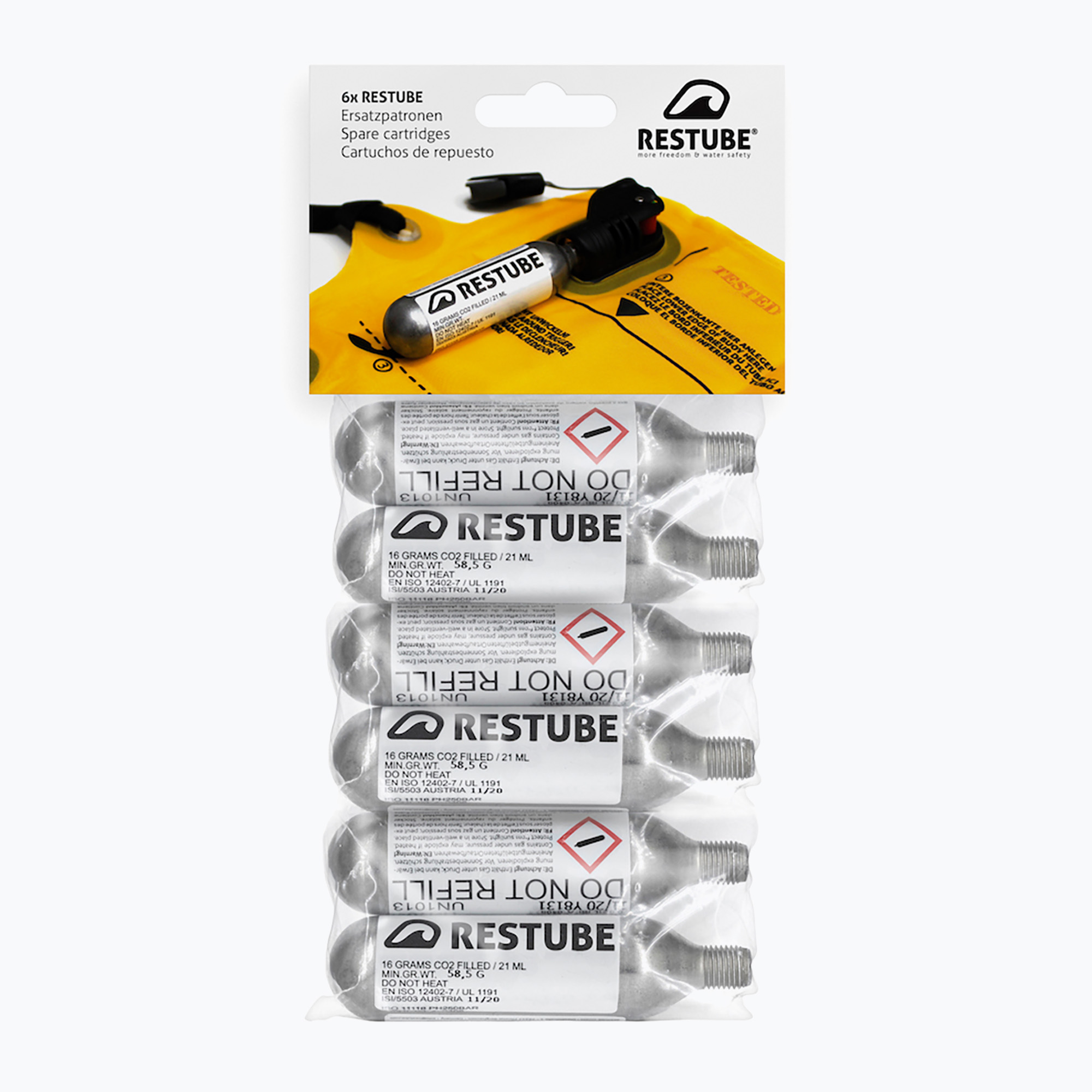 Kartuše Restube CO2 6 ks. 16 g (CO2 Cartridges RA-00101-P6)