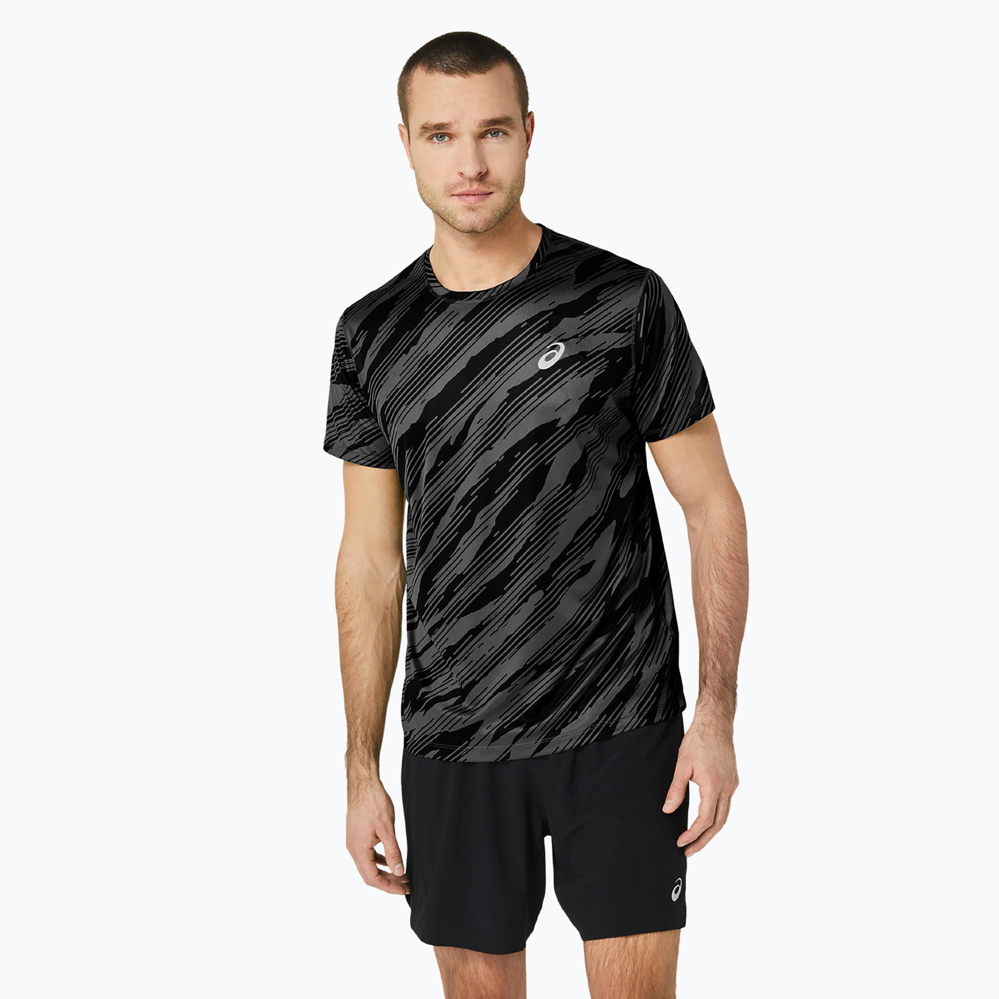 Pánske bežecké tričko ASICS All Over Print Top graphite grey/performance black (All Over Print Top 2011C646-020)