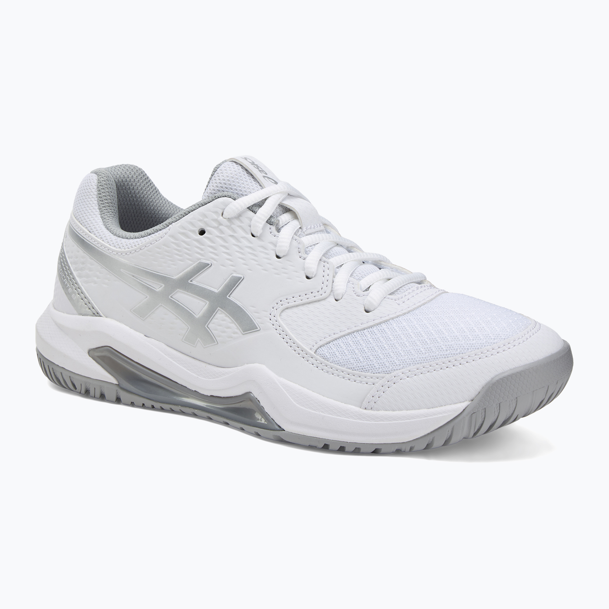Dámske tenisové topánky ASICS Gel-Dedicate 8 W white/pure silver (Gel-Dedicate 8 W 1042A237-101)