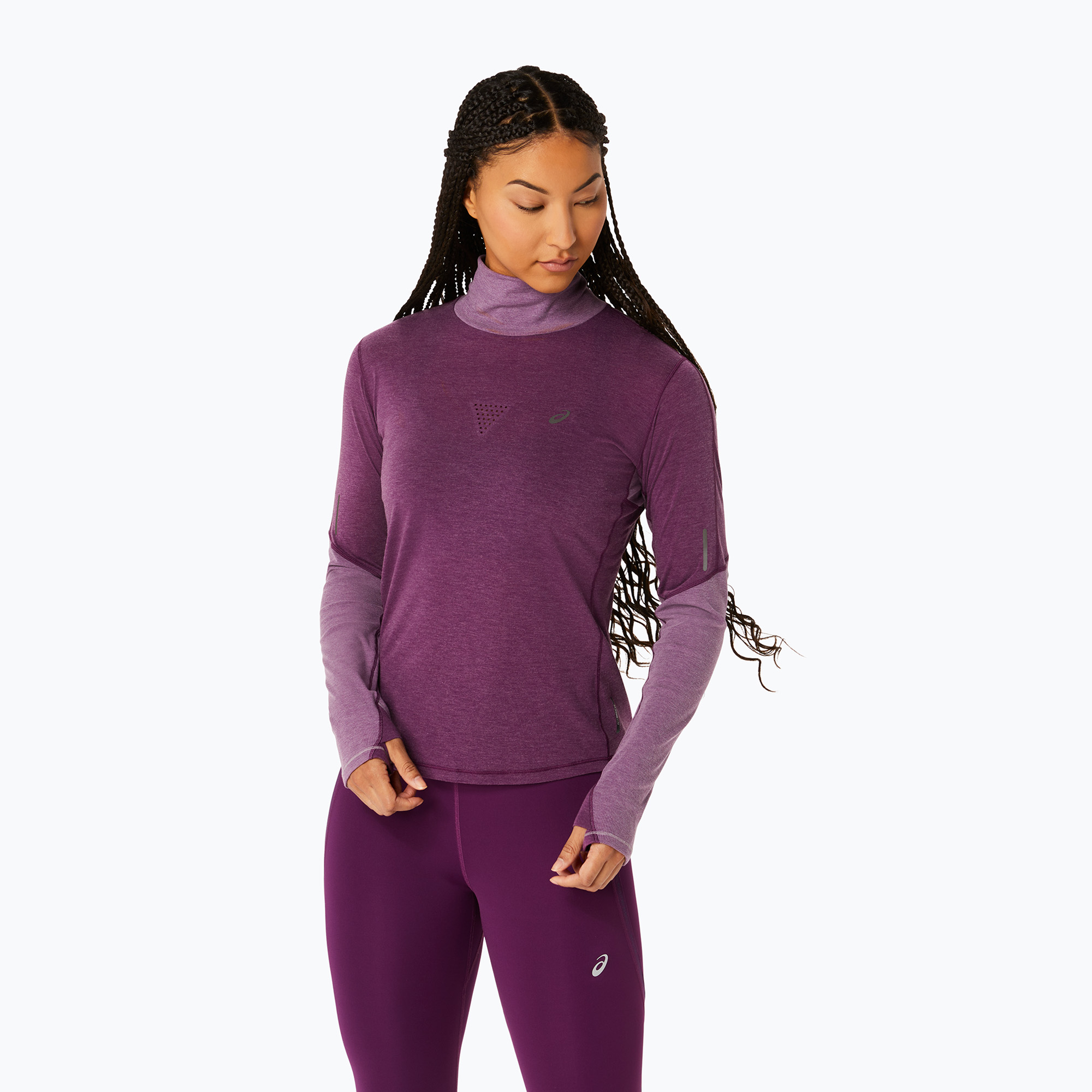 Dámske bežecké tričko s dlhým rukávom ASICS Metarun Mock Neck Top deep mauve (Metarun Mock Neck Top 2012C869)