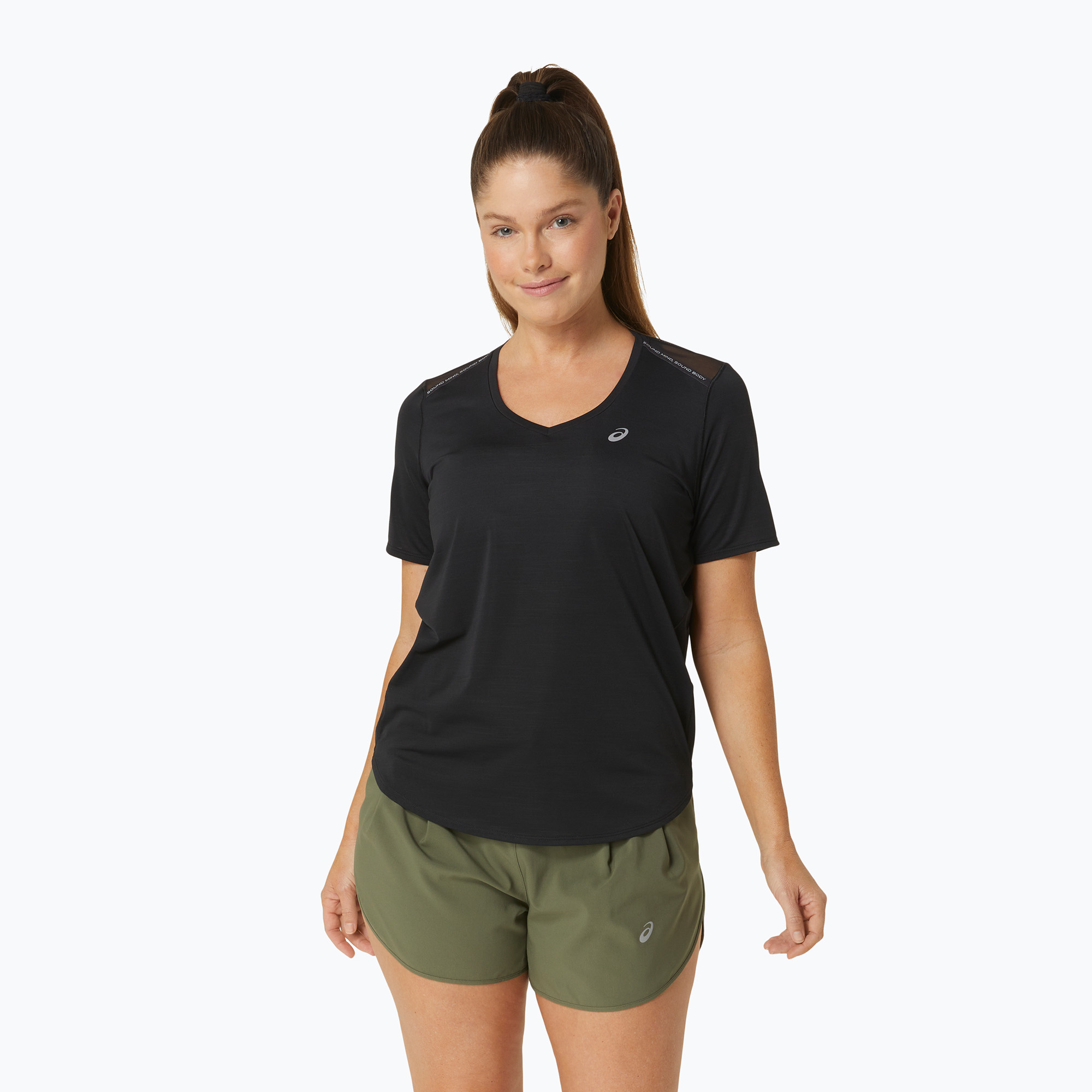 Dámske bežecké tričko ASICS Road V-Neck performanc black (Road V-Neck 2012C985-001)