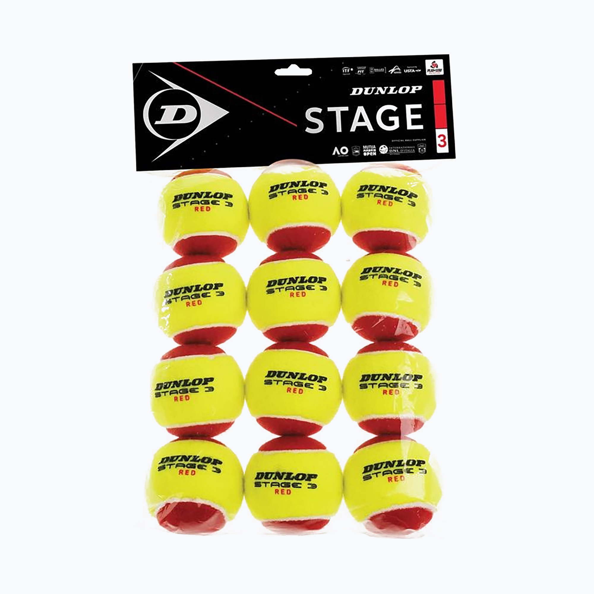 Detské tenisové loptičky Dunlop Stage 3 12 ks červená/žltá 61344