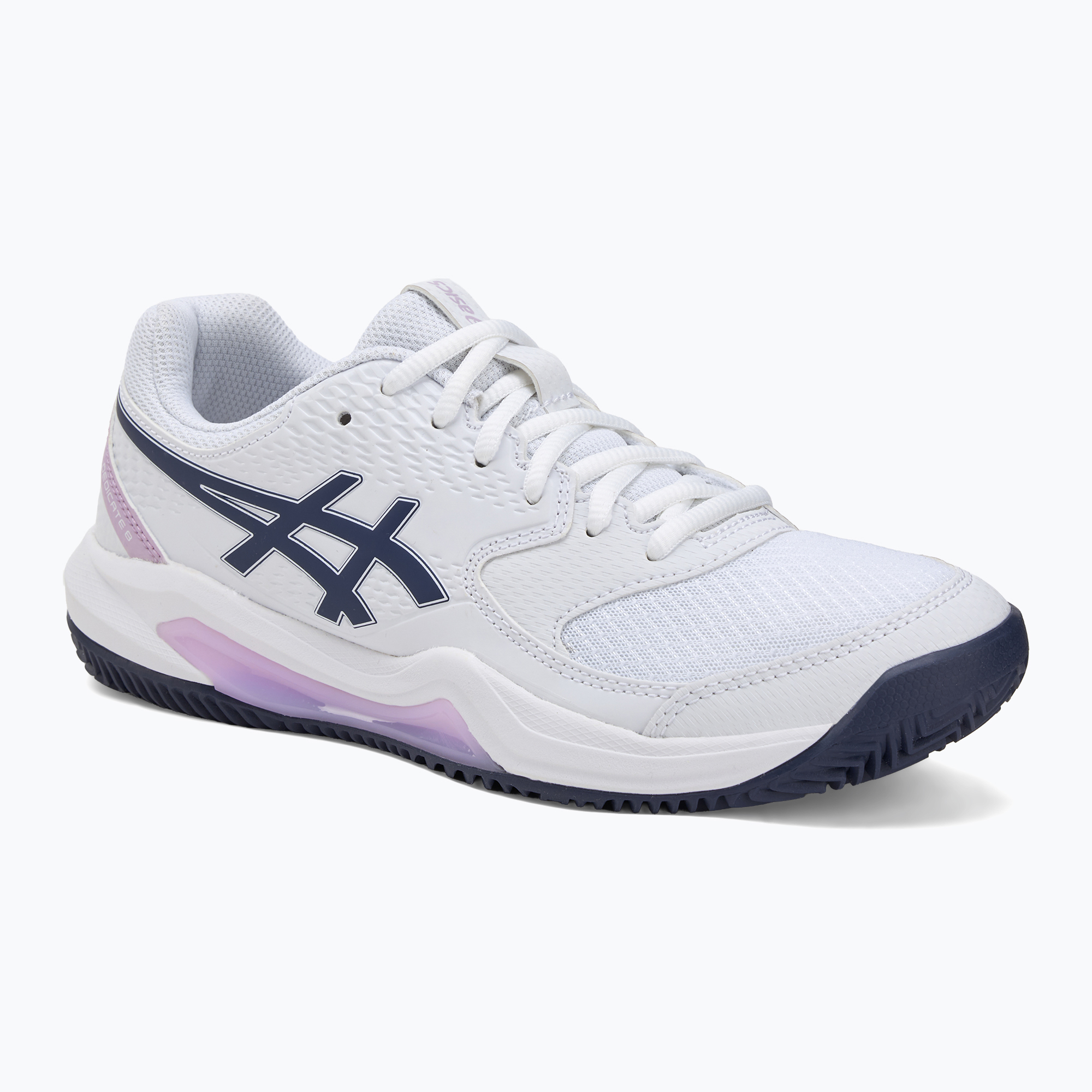 Dámske tenisové topánky ASICS Gel-Dedicate 8 Clay W white/indigo fog (Gel-Dedicate 8 Clay W 1042A255-104)