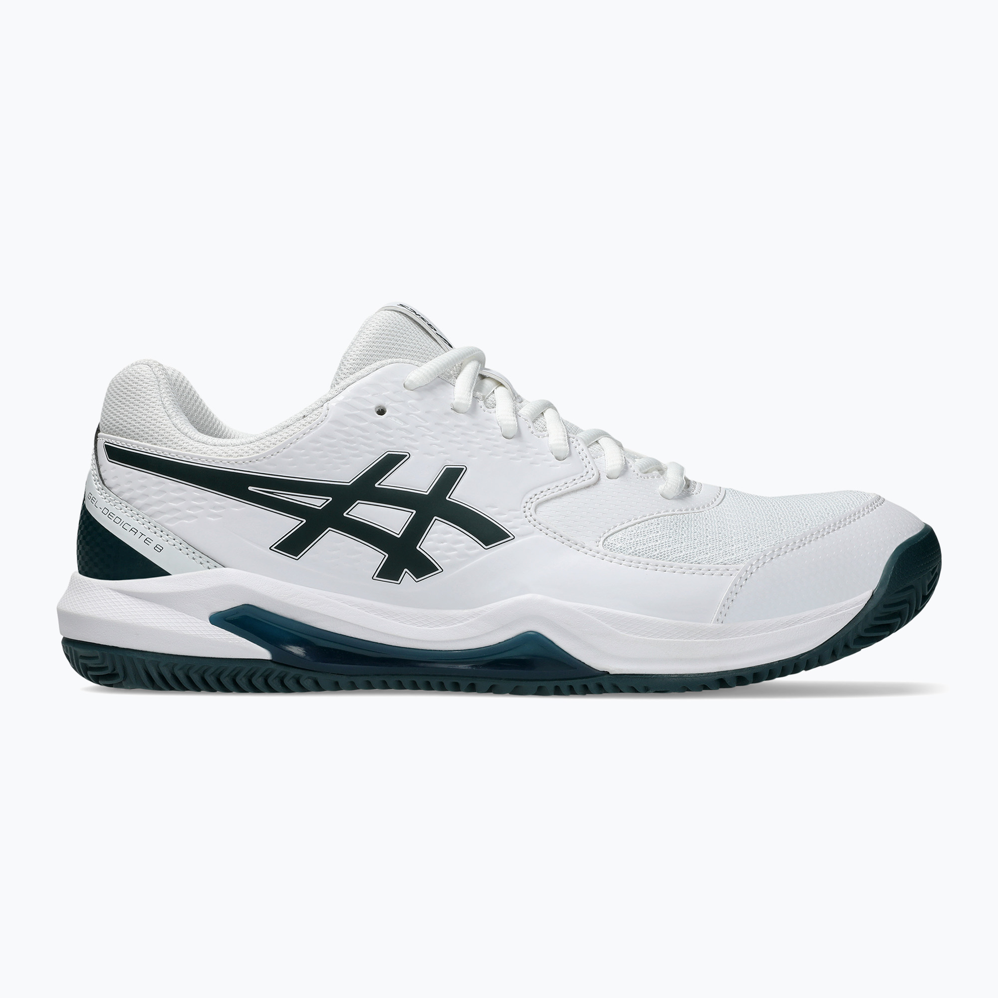Pánske tenisové topánky ASICS Gel-Dedicate 8 Clay white/saxon green (Gel-Dedicate 8 Clay 1041A448-104)