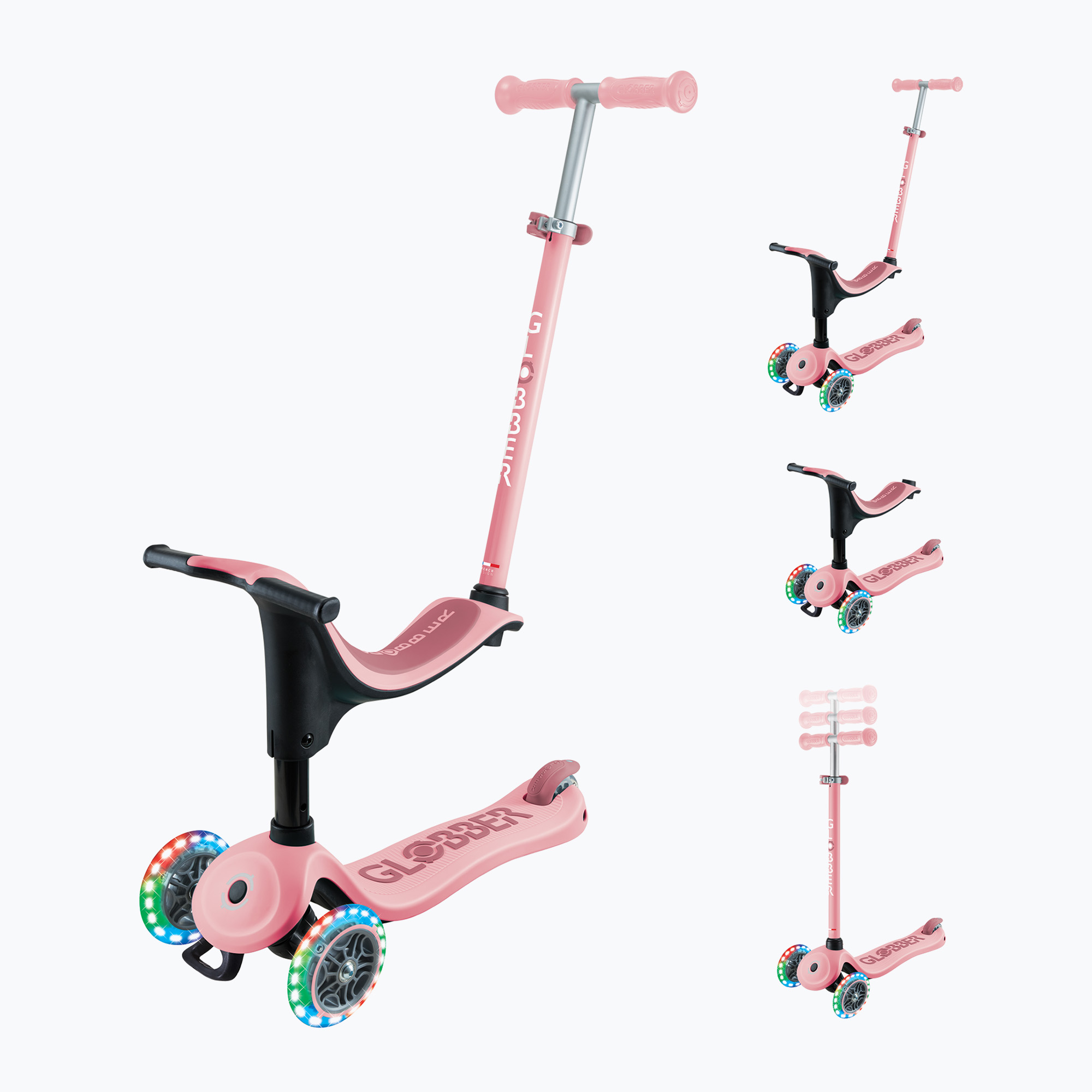 Detská trojkolesová kolobežka Globber Go.Up Deluxe Lights tmavoružová (Go.Up Deluxe Lights 646-110)