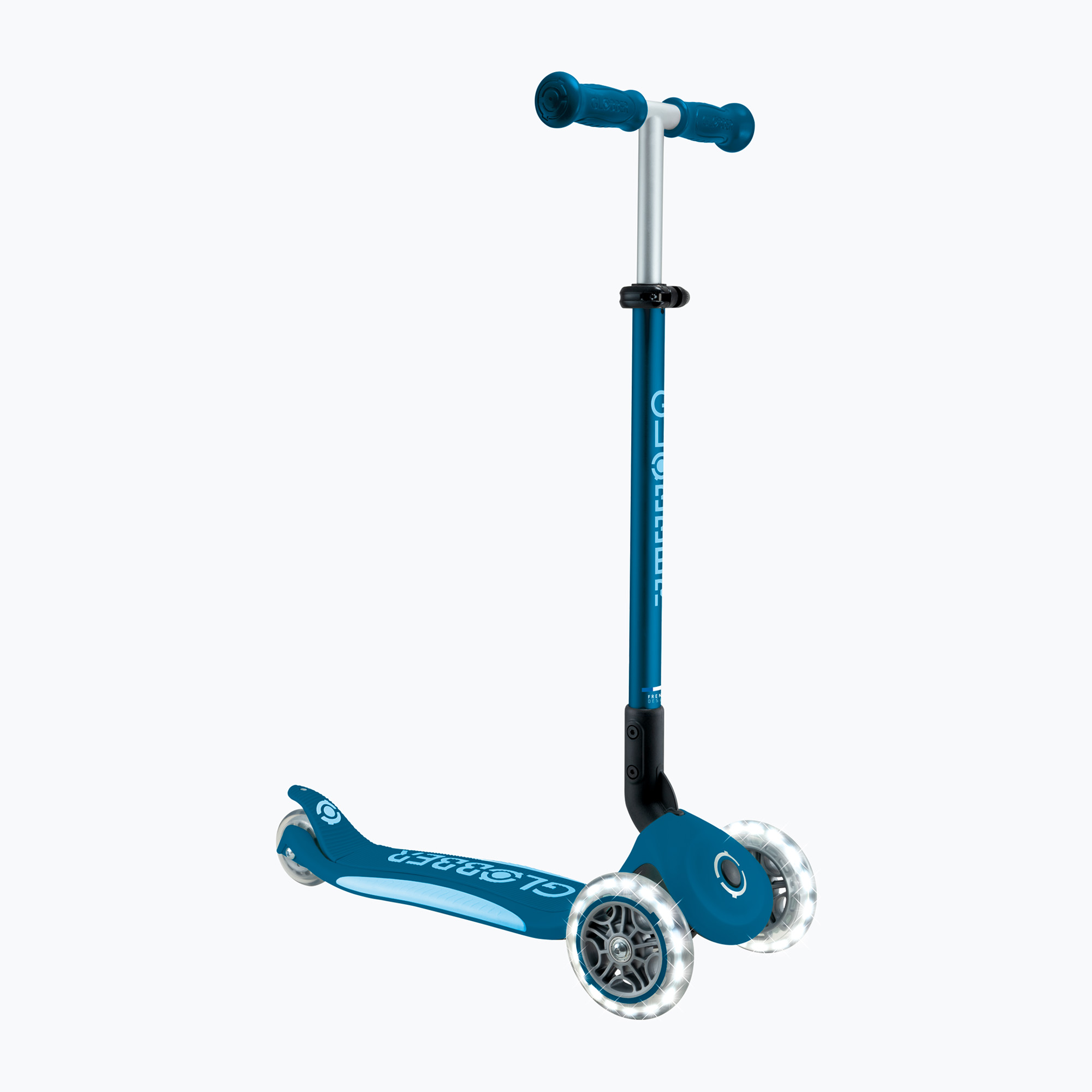 Detská trojkolka Globber Primo Foldable Plus Lights benzínová modrá (Primo Foldable Plus Lights 439-601-2)