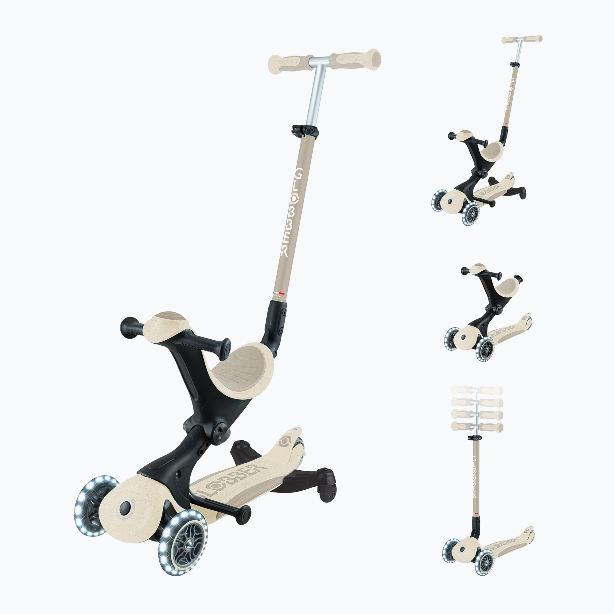Detská trojkolka Globber Go.Up Deluxe Lights Ecologic 360 coconut (Go.Up Deluxe Lights Ecologic 360 697-566)