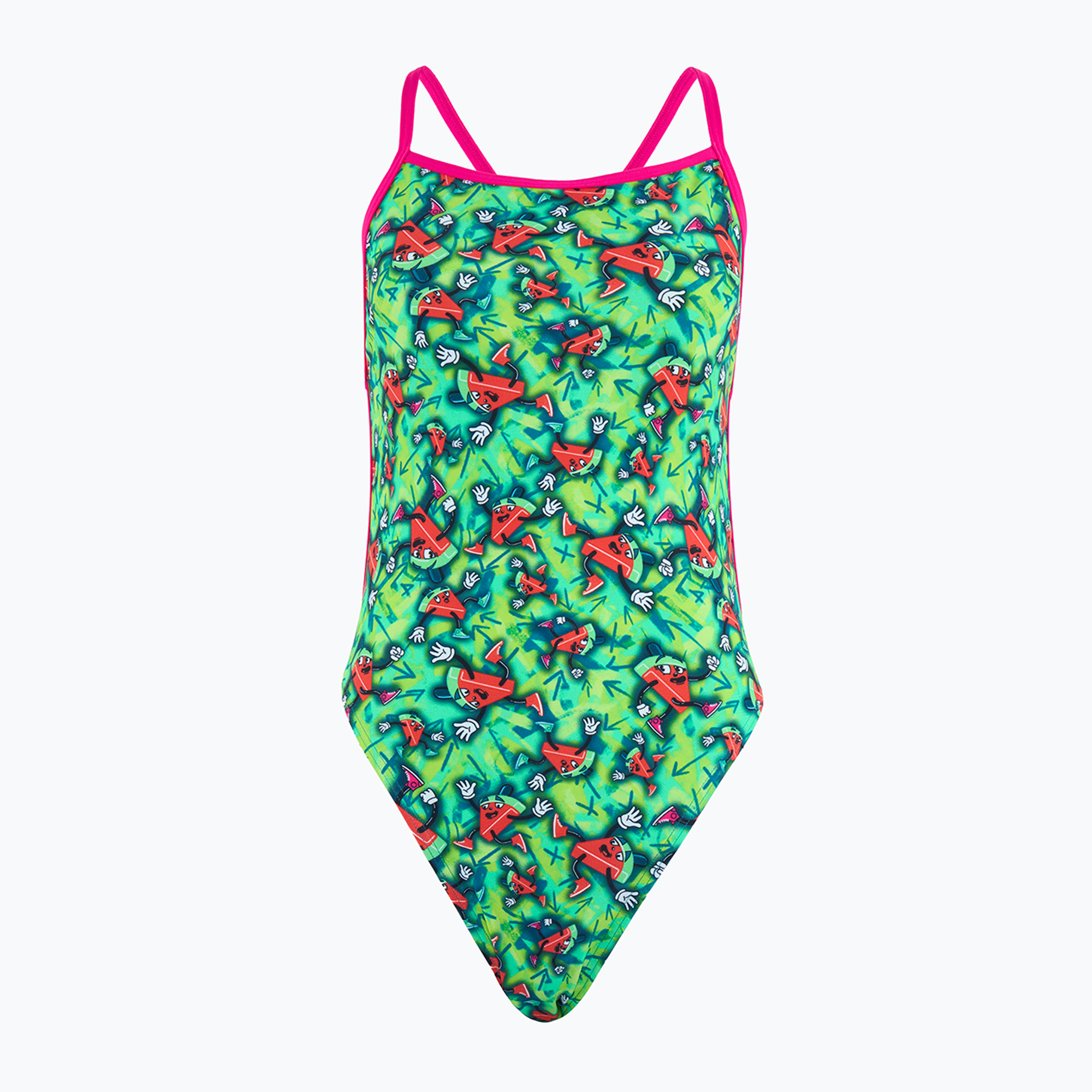 Dámske jednodielne plavky Speedo Allover Vback atomic lime/electric pink/fake green (Allover Vback 8-12843G804)