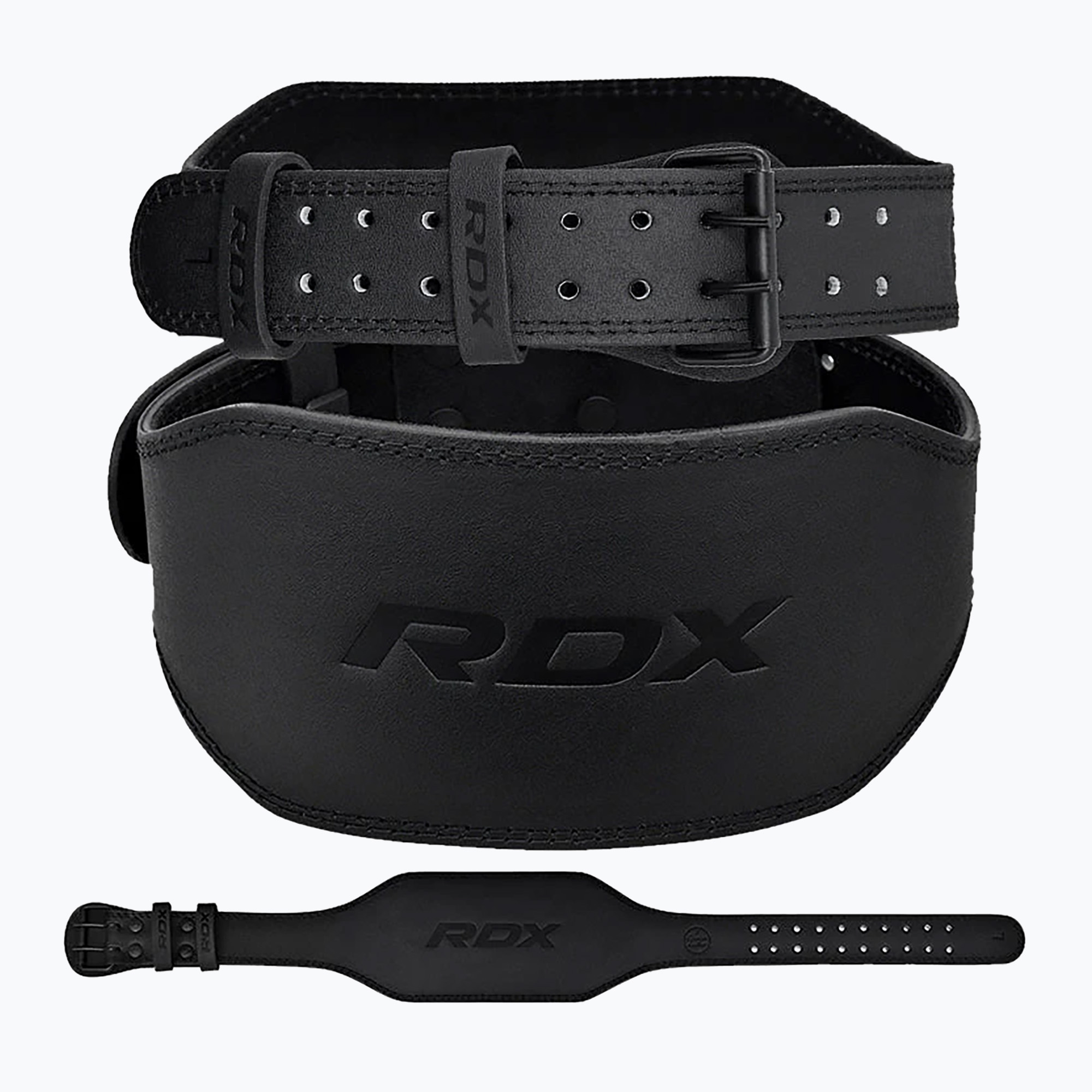 Vzpieračský opasok RDX 6" Opasok na silové cvičenie kožený čierny (Belt 4" Leather WBS-6FB)