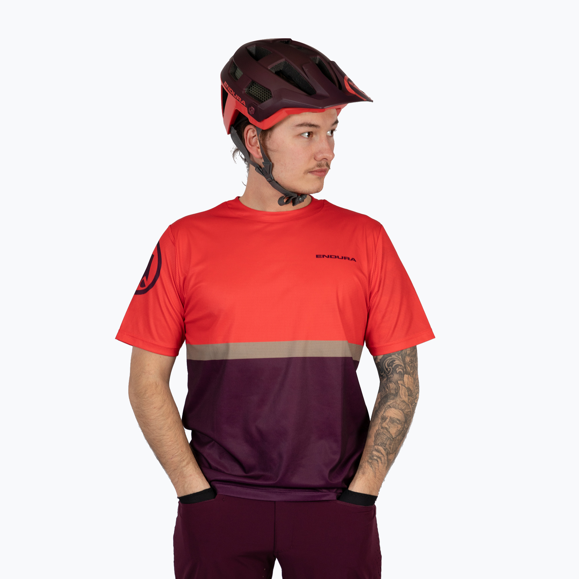 Pánsky cyklistický dres Endura Singletrack II Core aubergine (Singletrack II Core E3232AU)